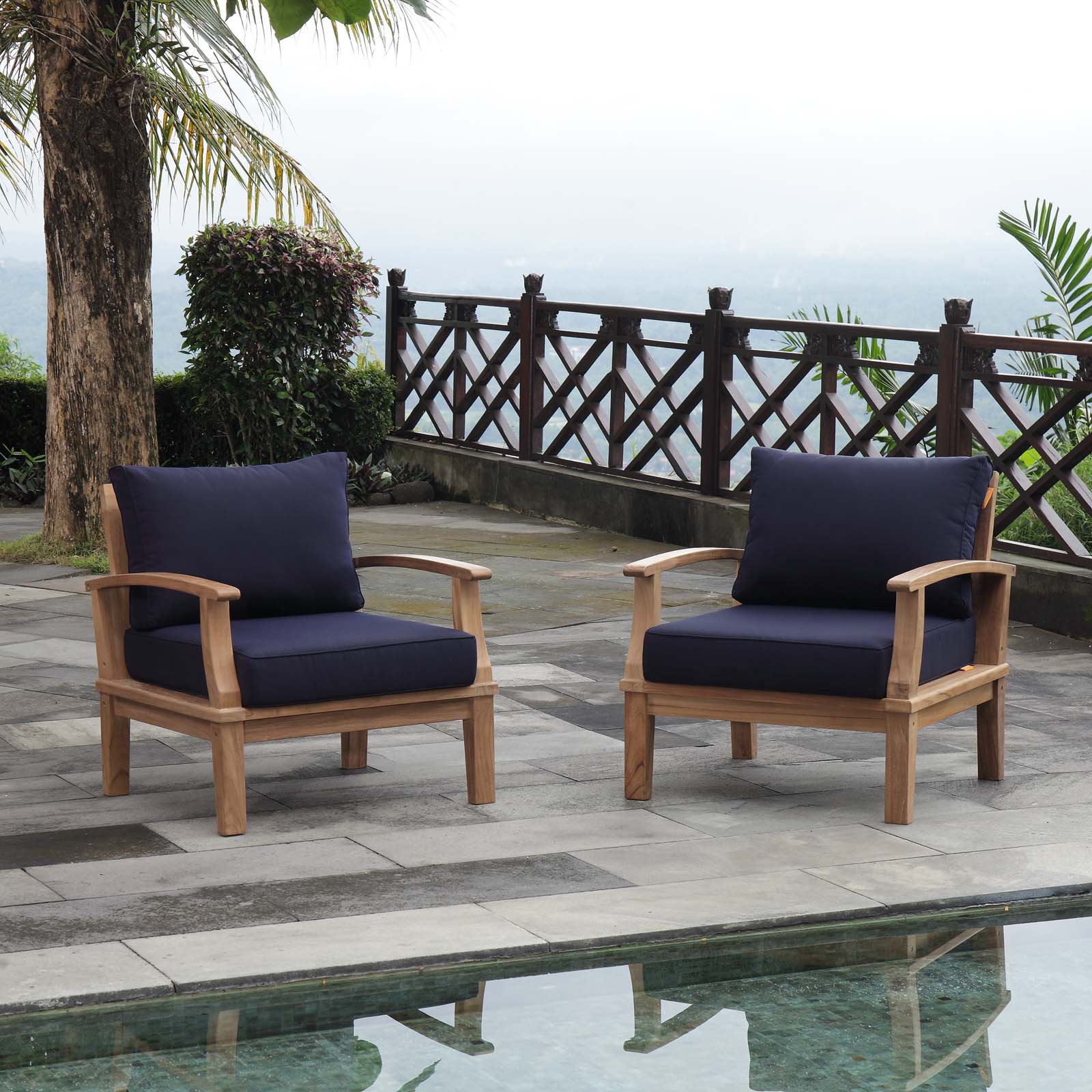 2-Piece Natural Teak Wood Outdoor Patio Furniture Set for Garden, Deck and Balcony - Image 8
