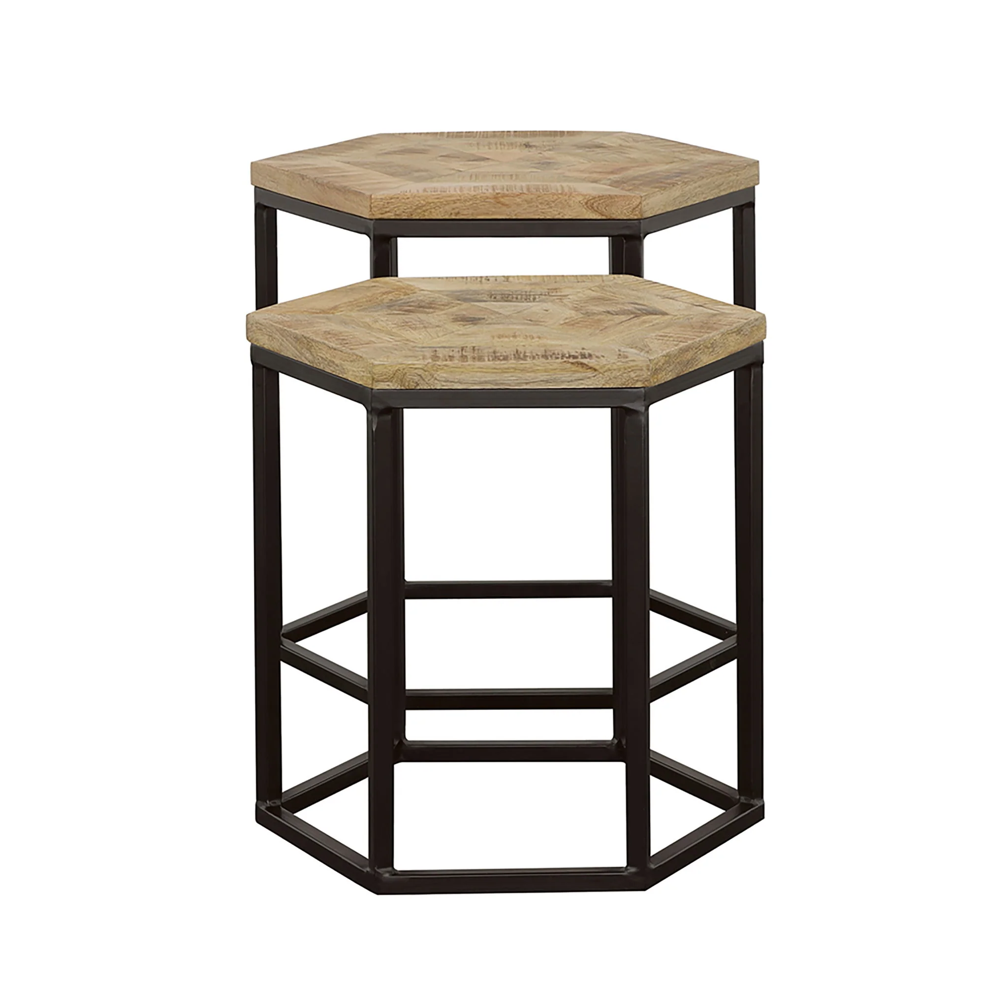 2 Piece Nesting Table With Hexagon Base - Brown - Image 7