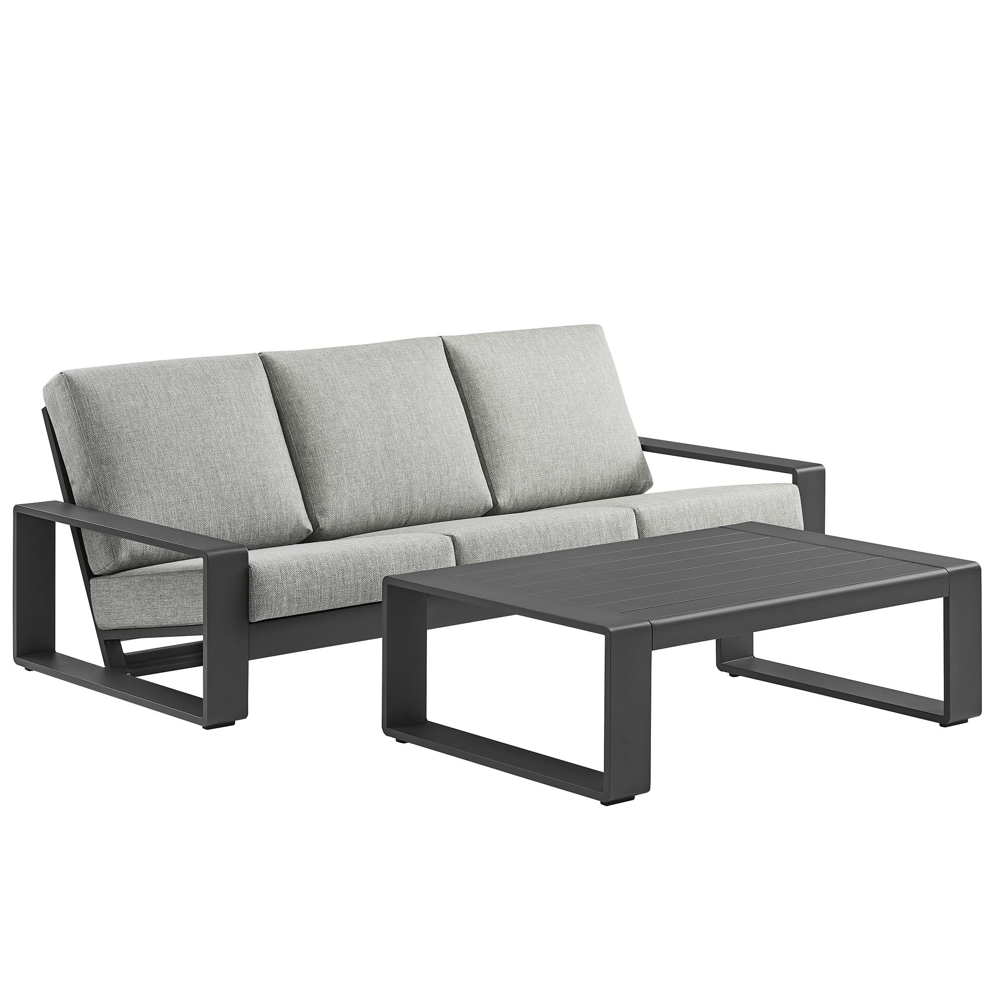 2-Piece Outdoor Aluminum Patio Sofa and Coffee Table Set - Image 4