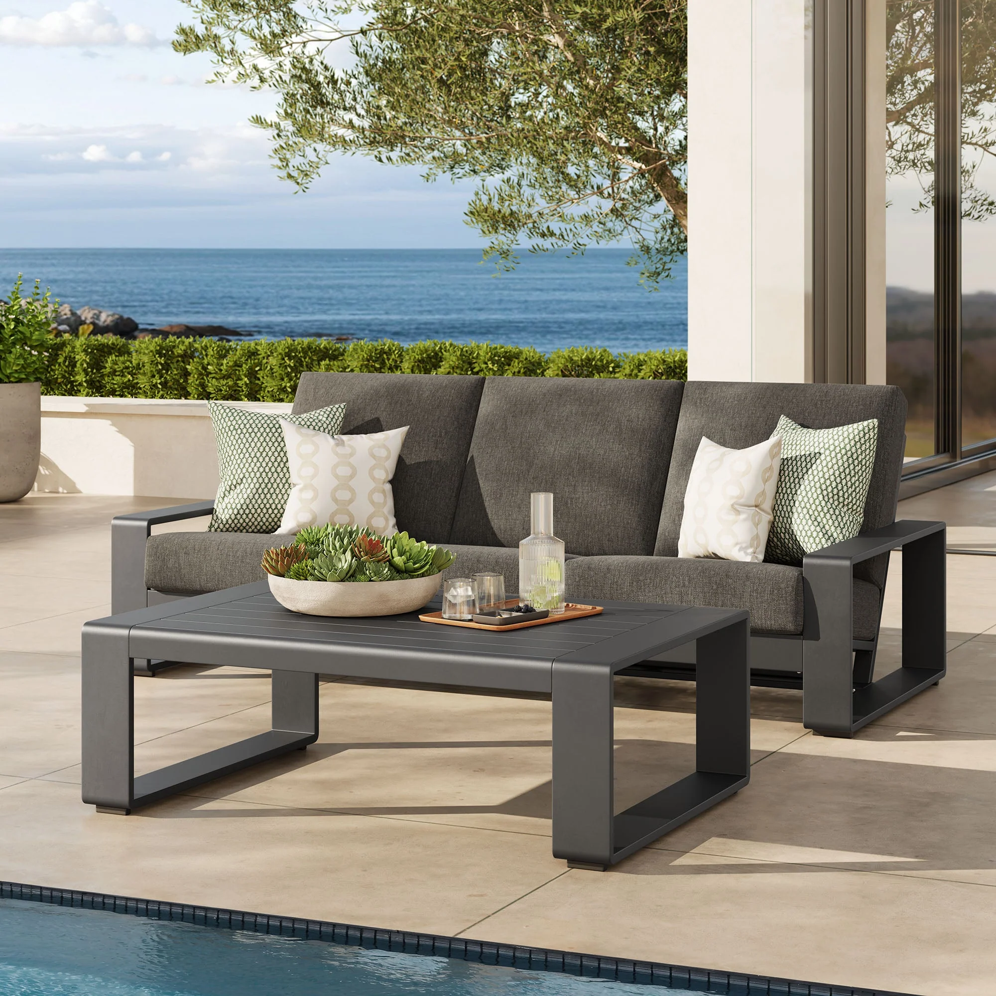 2-Piece Outdoor Aluminum Patio Sofa and Coffee Table Set - Image 9