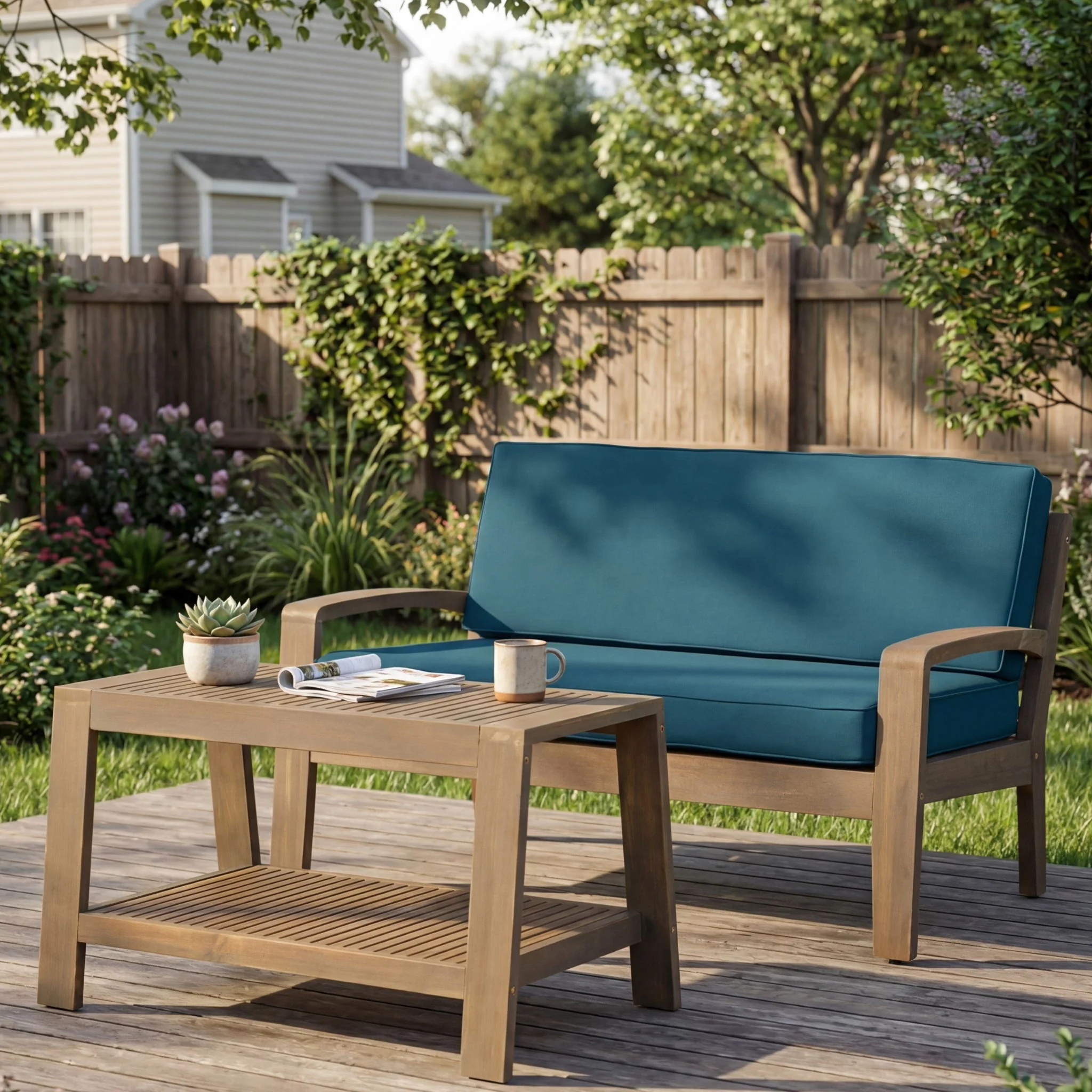 2 Piece Outdoor Conversation Set (Loveseat & Coffee Table With Water-Resistant Cushions) - Image 7