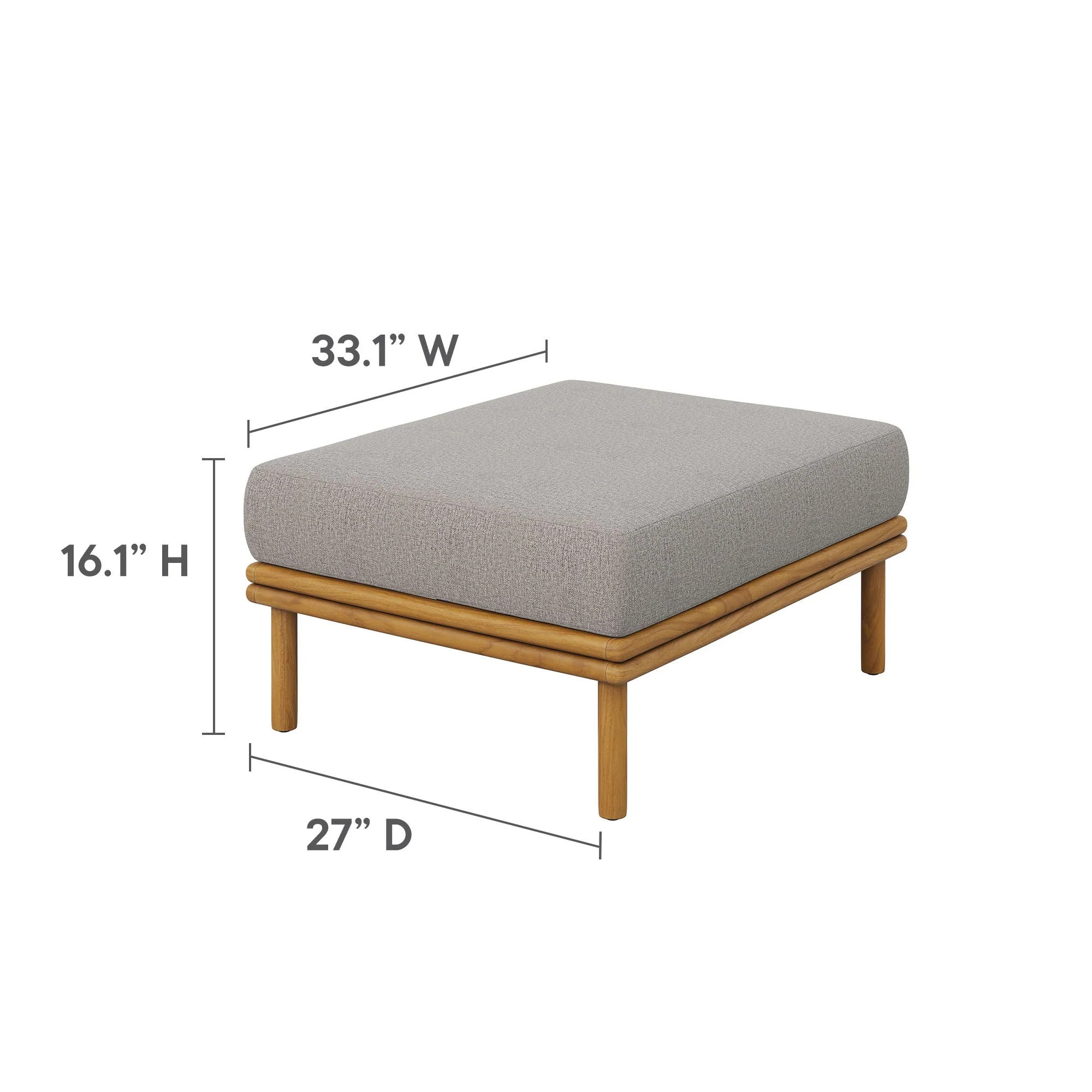 2-Piece Outdoor Teak Wood Patio Armchair and Ottoman Set - Image 11