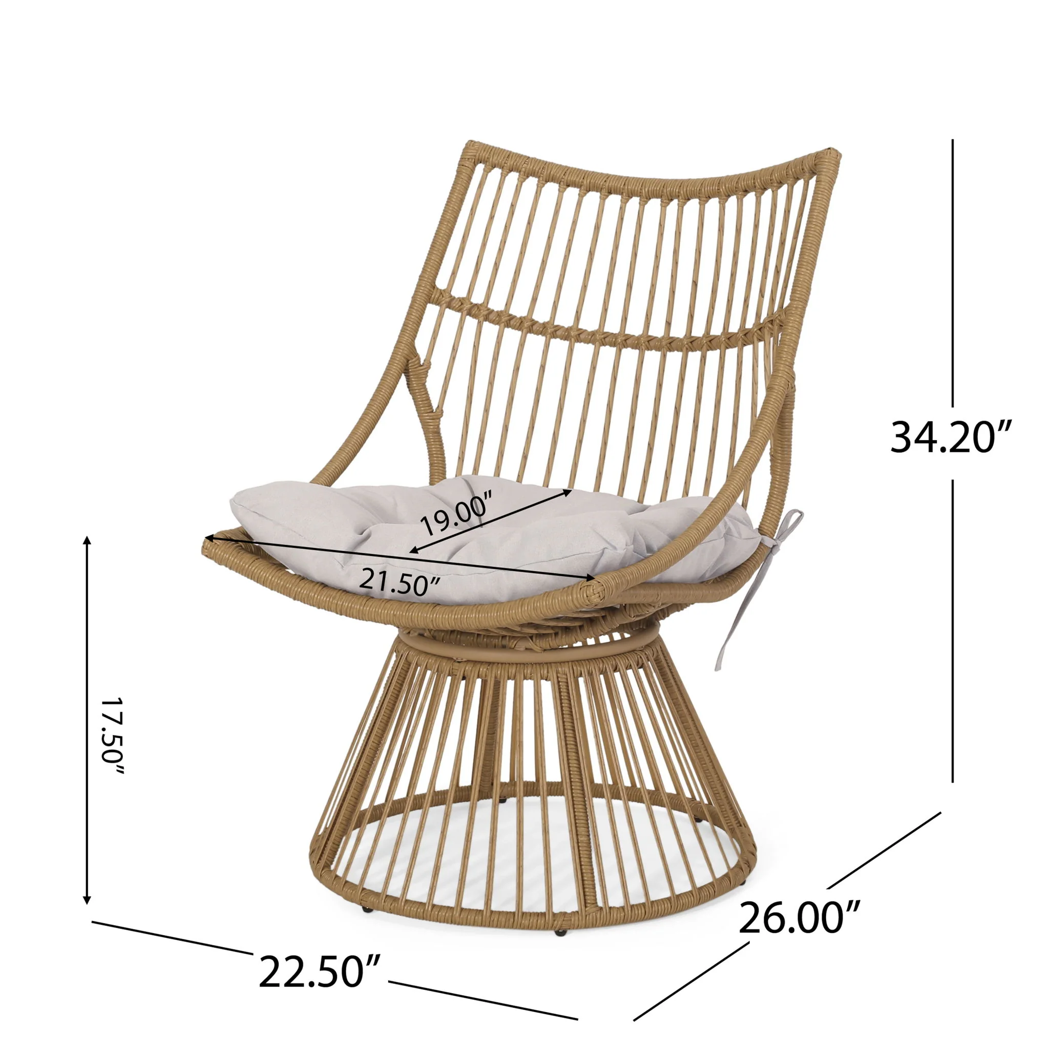 2 Piece Rattan Patio Set With Club Chair And Side Table - Beige / Light Brown - Image 8