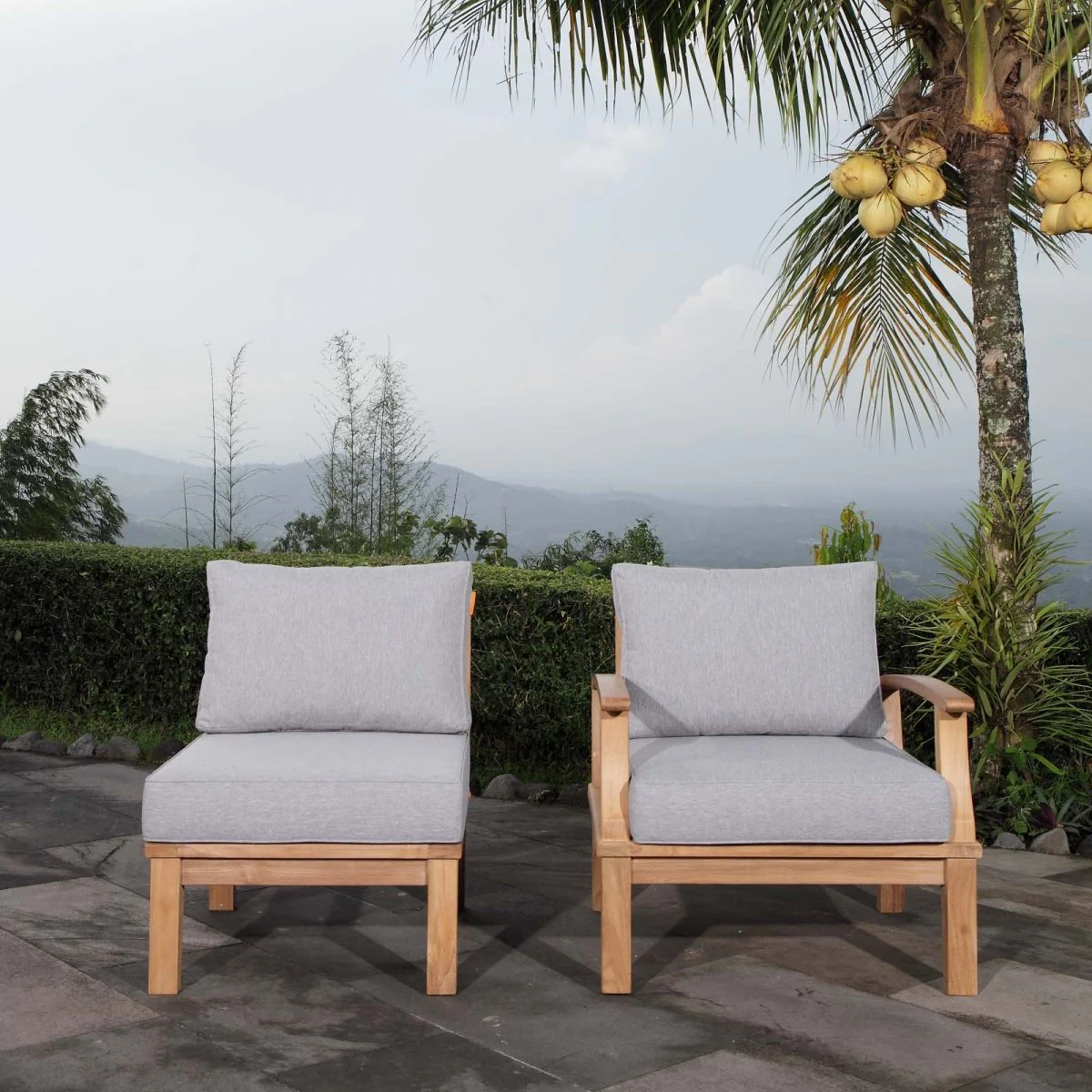 2-Piece Teak Wood Outdoor Patio Set, Natural Finish Classic Outdoor Seating - Image 17