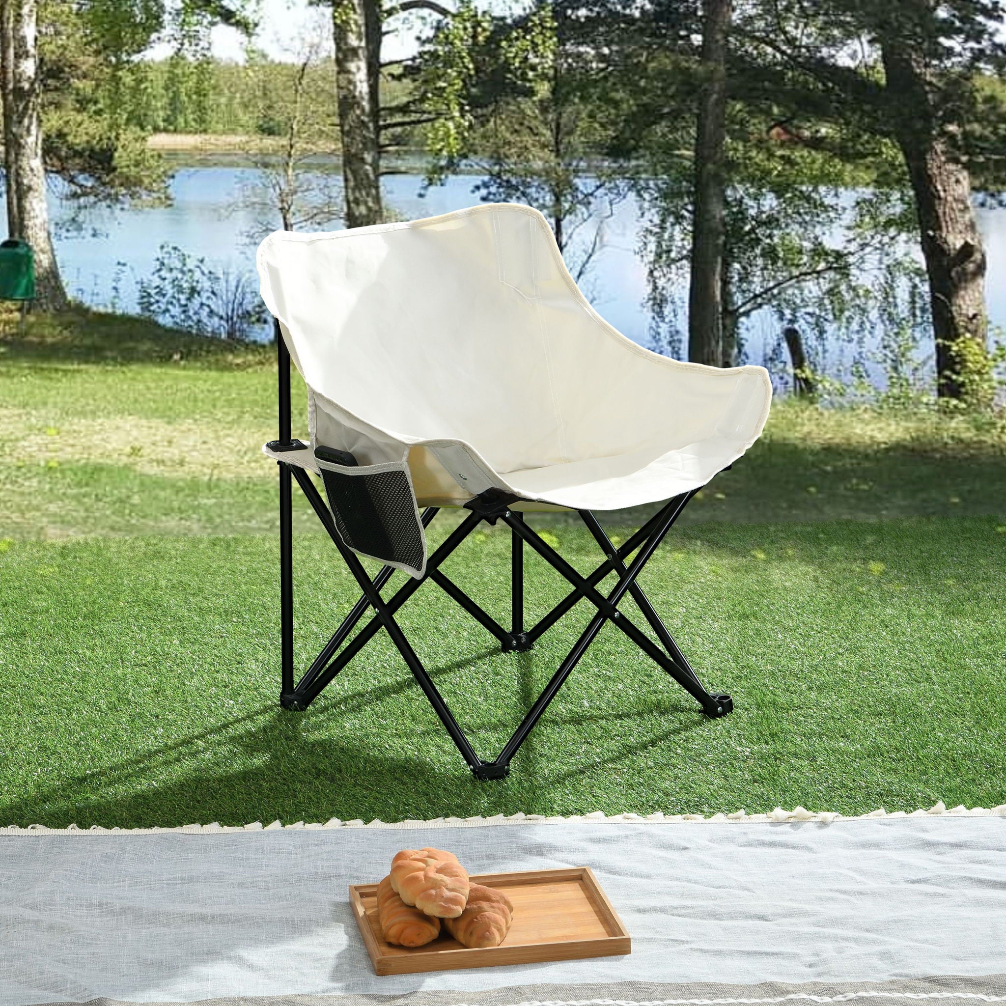 2 Pieces Outdoor Camping Chairs Folding / Portable, Comfortable Seating, Durable Steel Fram - Image 4