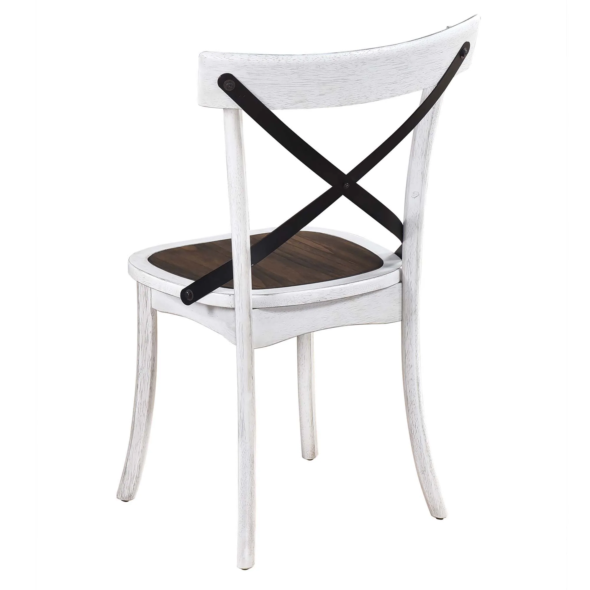 2 Pieces Set Dining Side Chair Rustic Modern Farmhouse Design Retro Design With Metal X Design - Antique Dark Oak / Antique White - Image 8