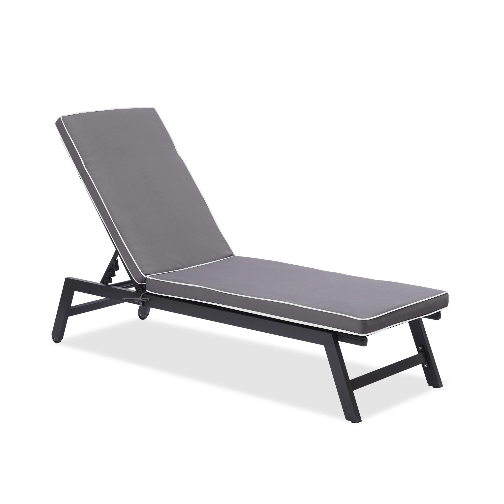 2 Pieces Set Outdoor Lounge Chair Cushion Replacement Patio Furniture Seat Cushion Chaise Lounge Cushion - Antique Gray / White - Image 5