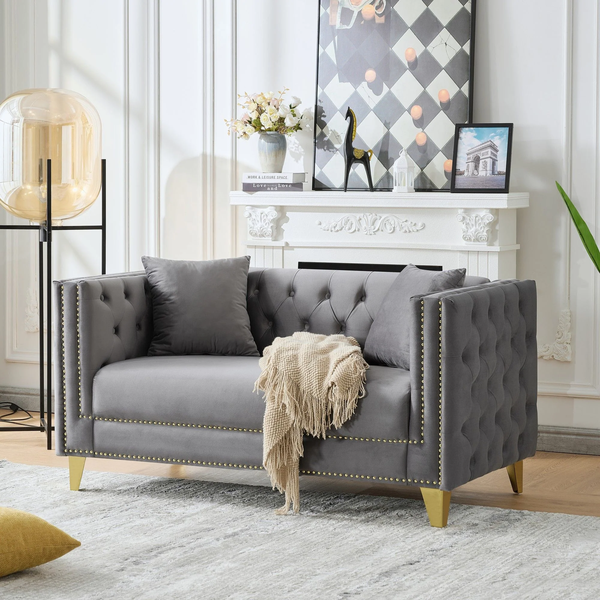 2 Seater Deep Seat Sofa With Button Nailhead, Square Arm - Image 10