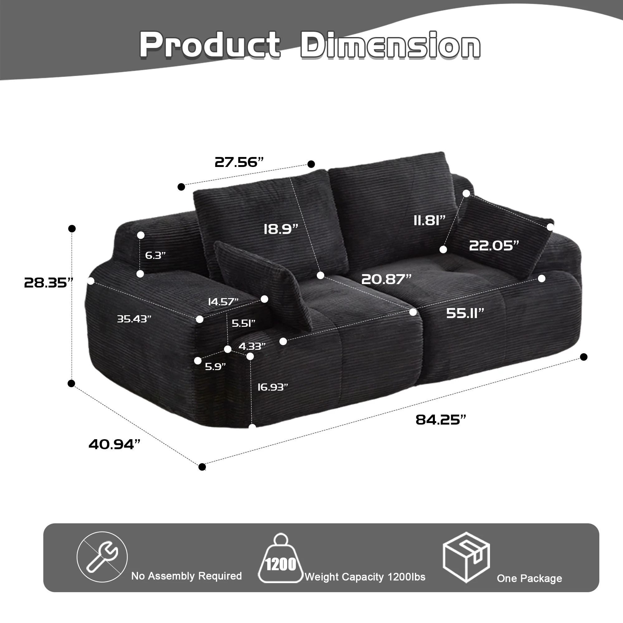2 Seater Large Sectional Couches For Living Room - Image 21