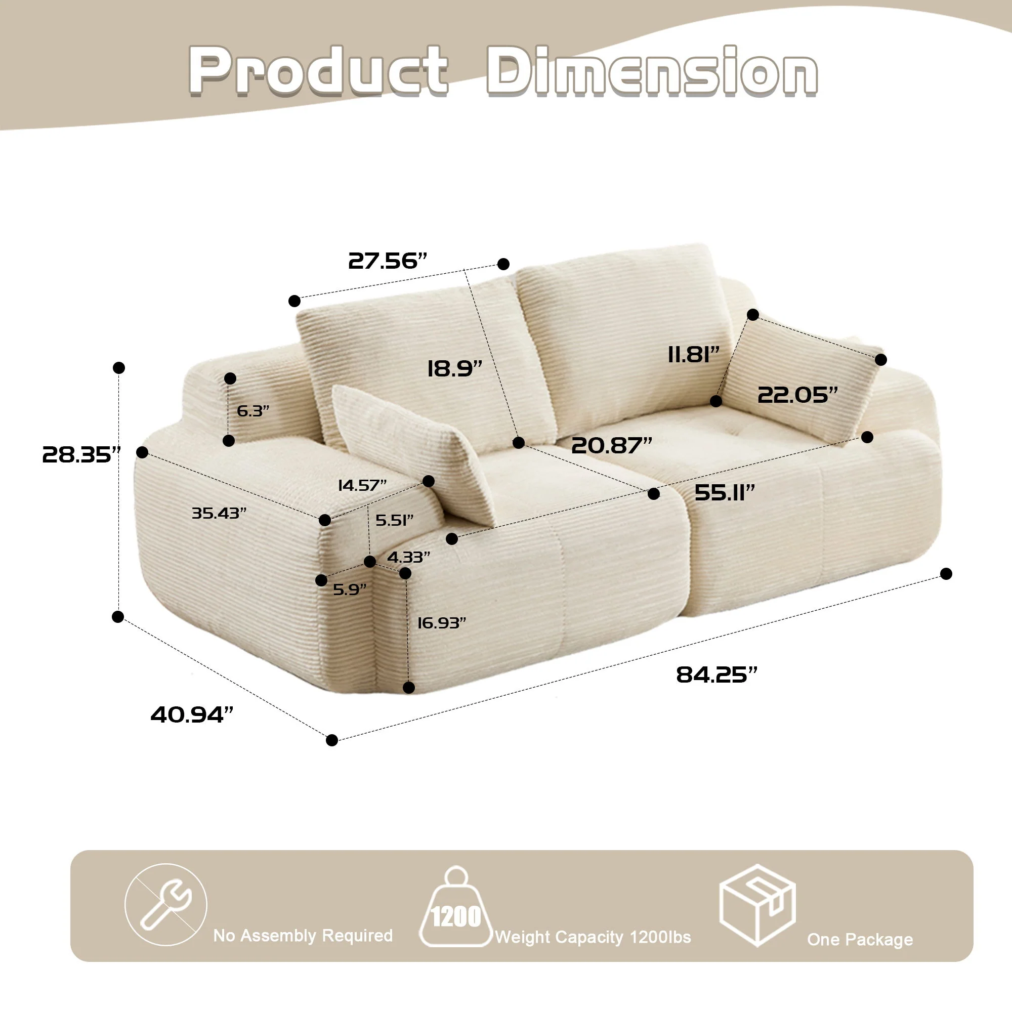 2 Seater Large Sectional Couches For Living Room - Image 6
