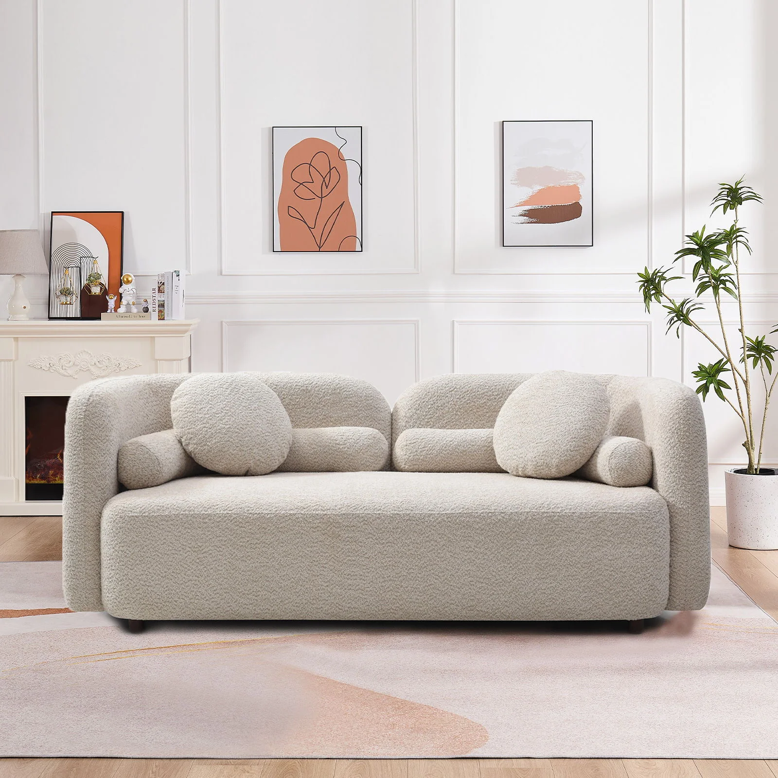 2 Seater Sofa Couch For Living Room - Light Beige - Image 2