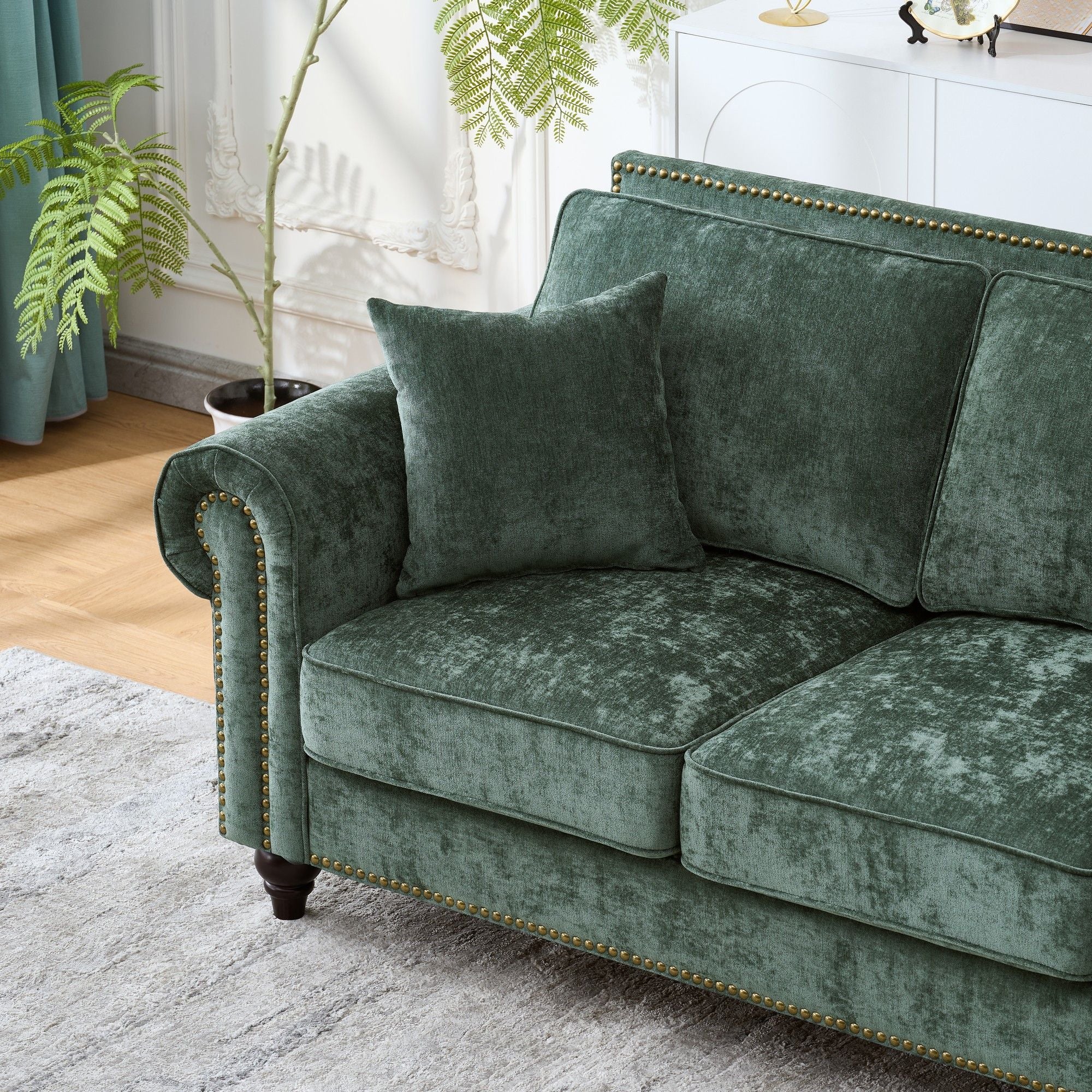 2 Seater Sofa With Rolled Arms, Tufted Upholstered Couch - Image 16