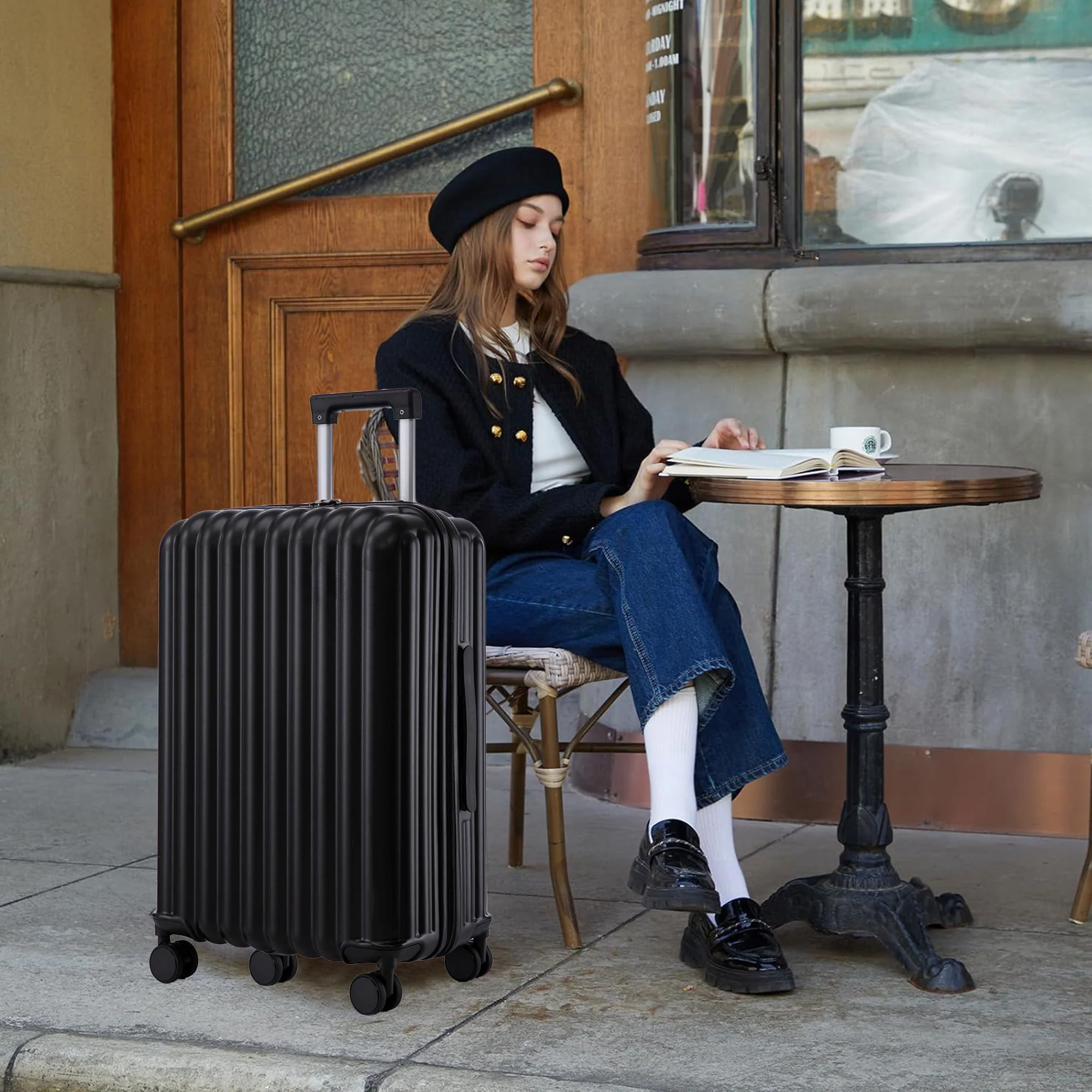 20" / 24" / 28" 3 Pieces / Set Spinner Wheel Luggage, Carry On Suitcase, With Cup Holder & USB Port & Phone Holder - Image 14