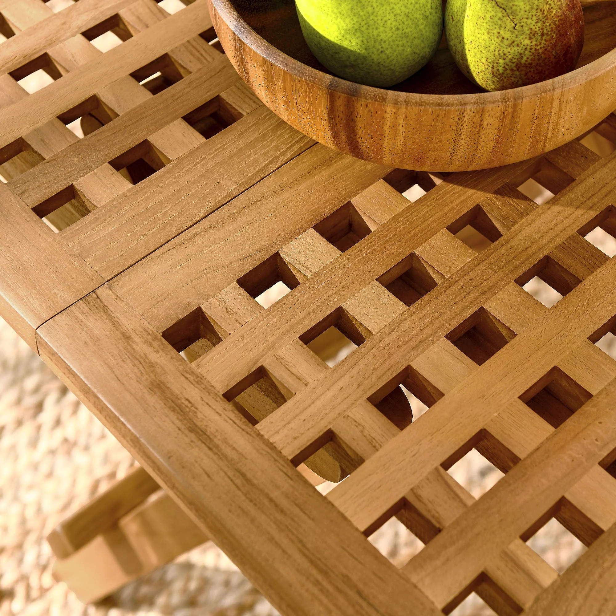 20" Natural Teak Wood Folding Outdoor Patio Side Table - Image 4