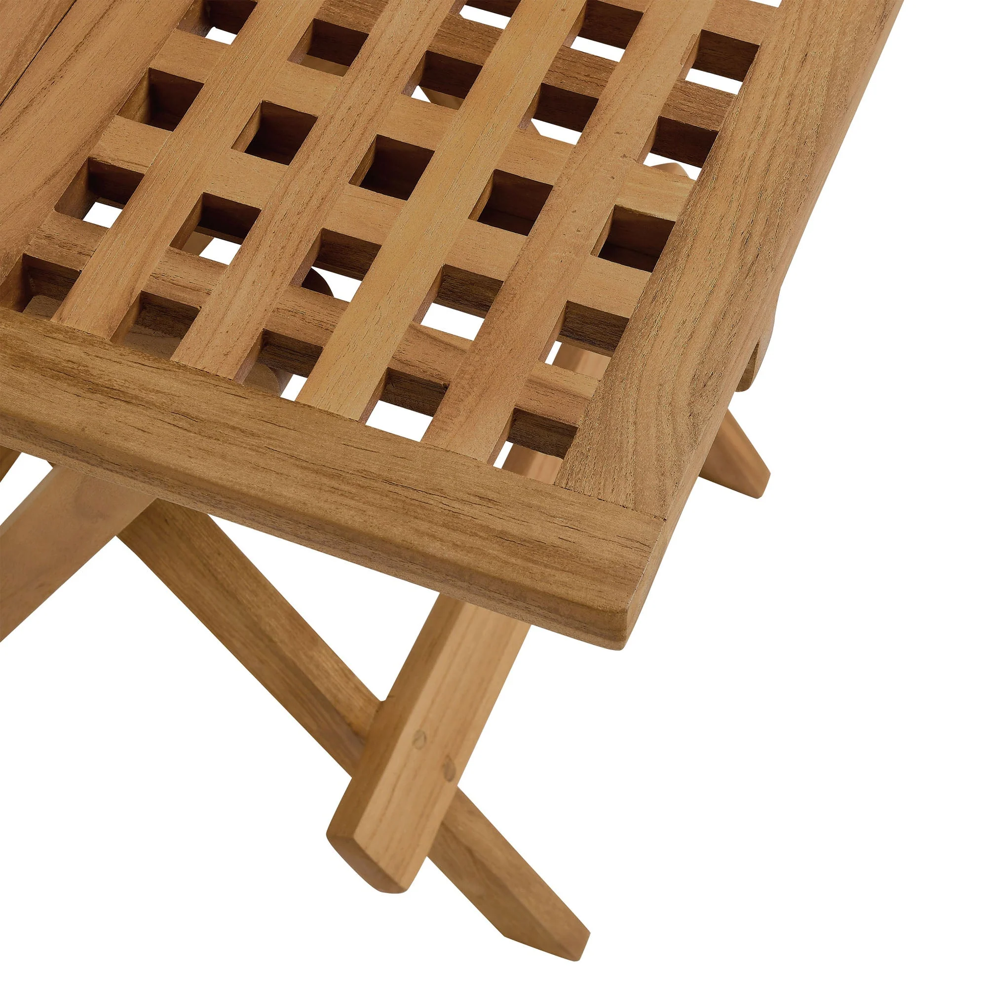 20" Natural Teak Wood Folding Outdoor Patio Side Table - Image 9