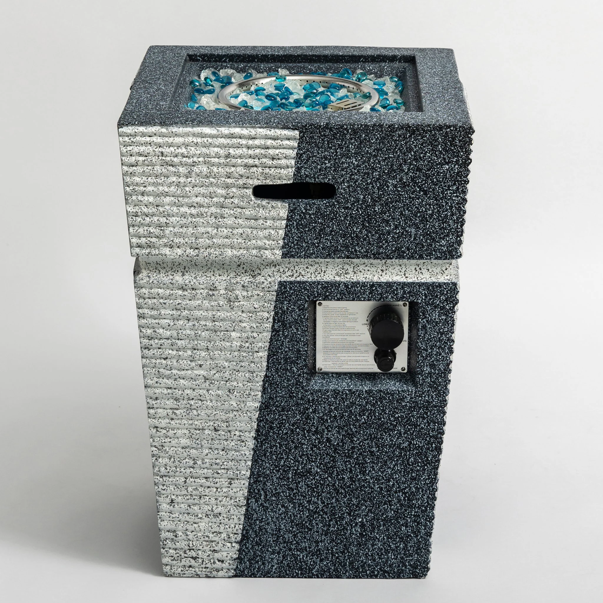 Propane, Gas 50000 Btu Square Fire Pit Table For Outside - Light Gray Blue - Image 5