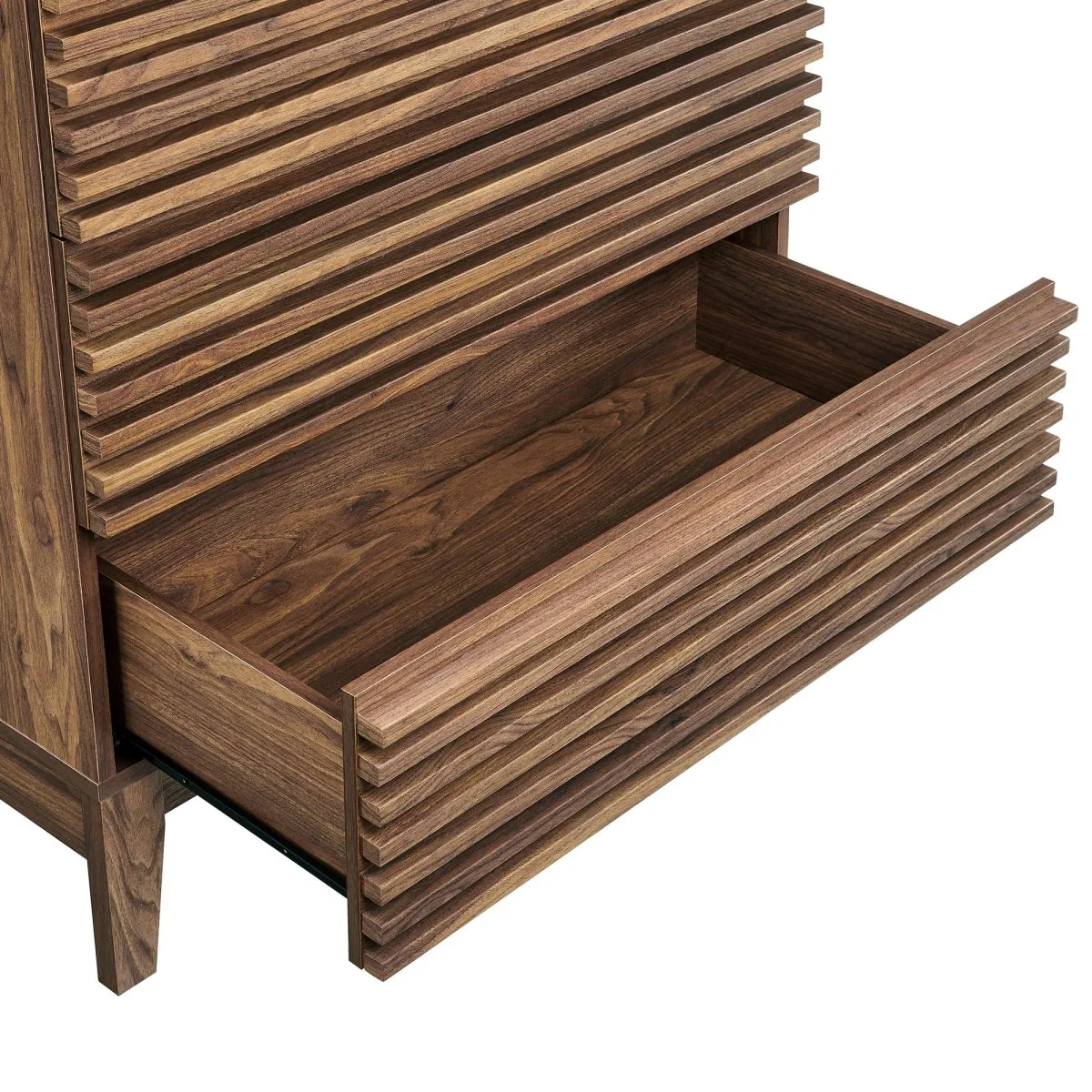 21" Mid Century Slatted 3 Drawer Nightstand - Image 8