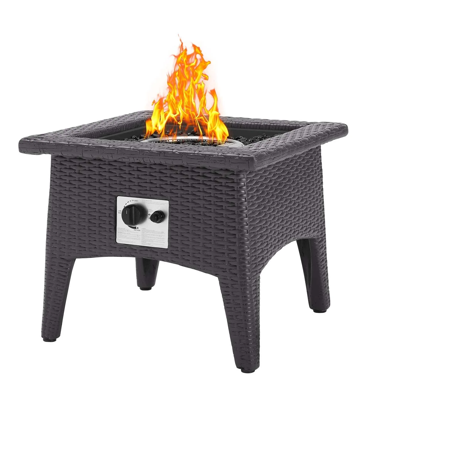 22" Espresso Square Outdoor Patio Fire Pit Table - Image 2