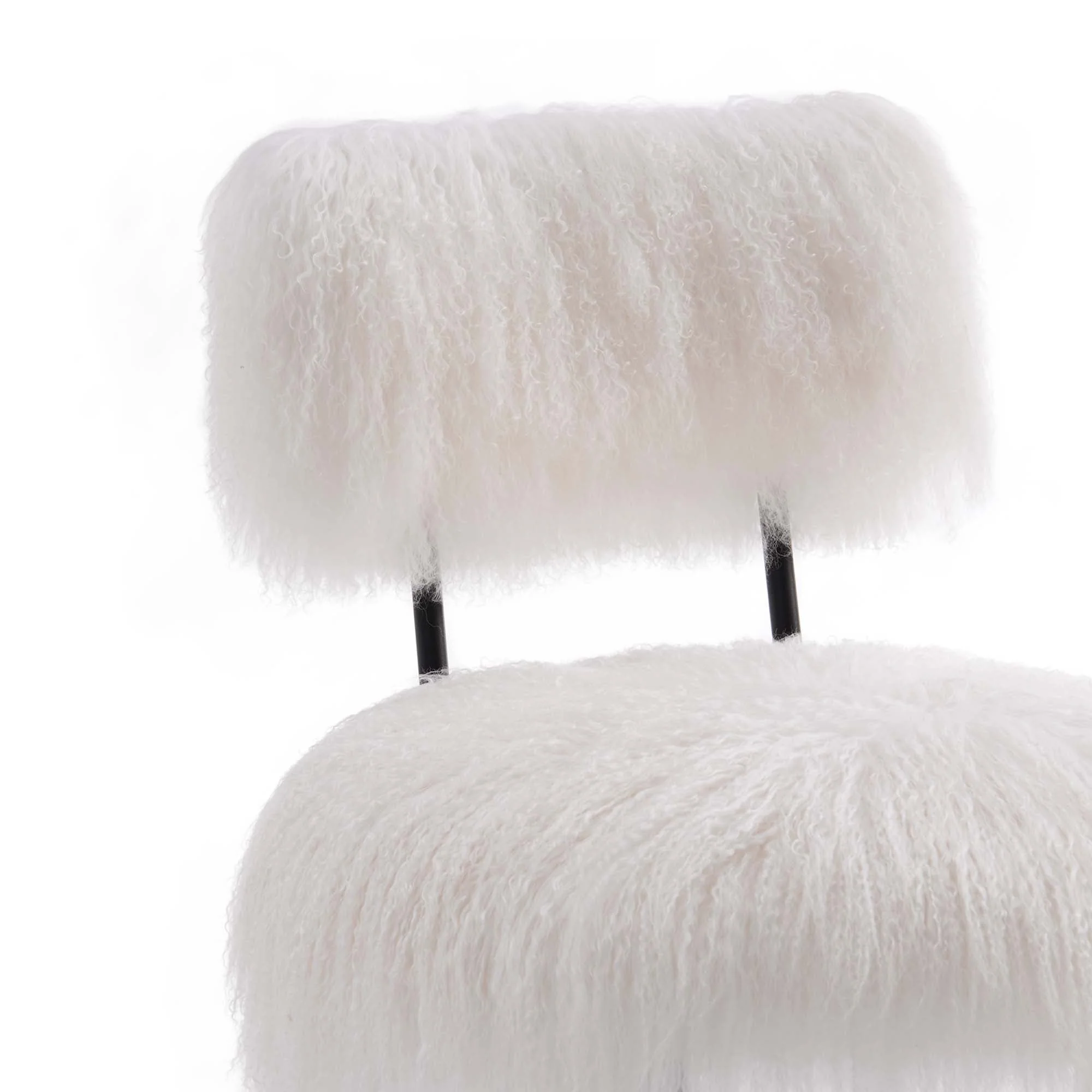 22 Inch Mid-Century Sheepskin Accent Chair in White - Image 5