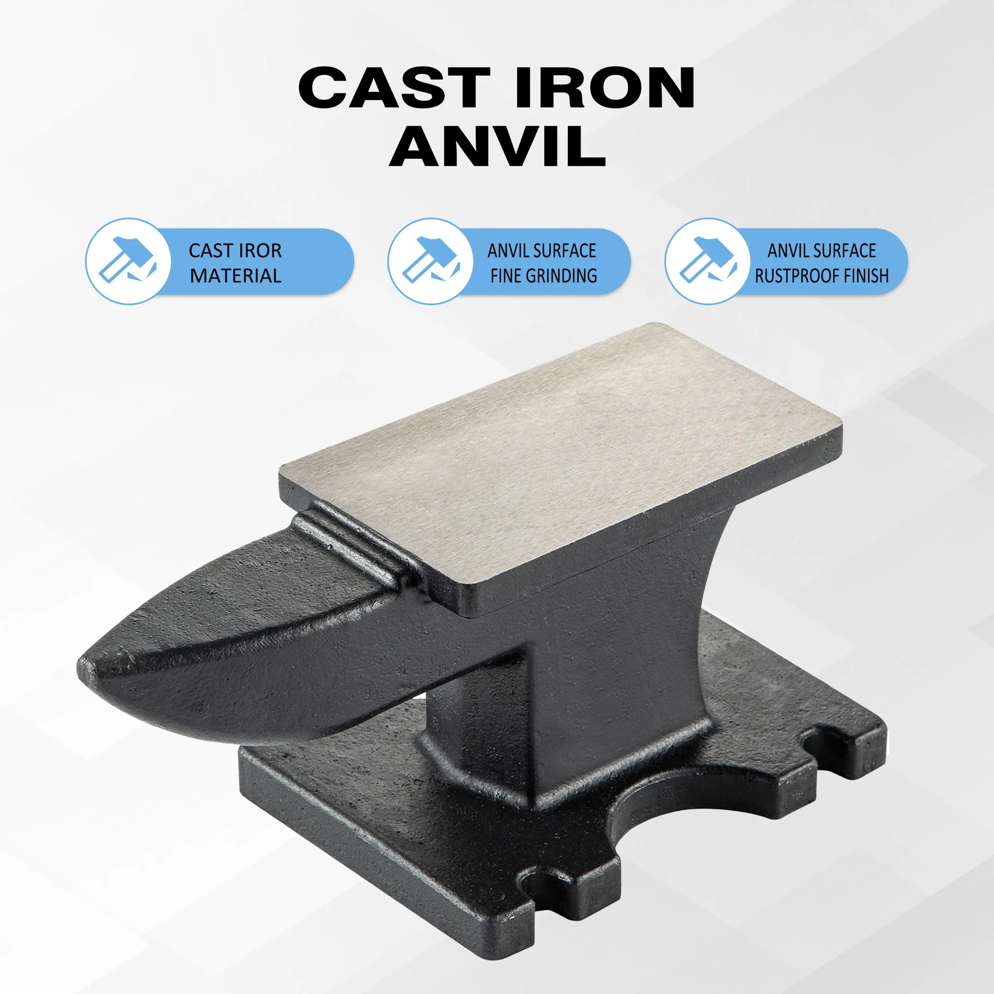 22 Lbs Single Horn Anvilб Counterop And Stable Base, Round Horn - Black - Image 4