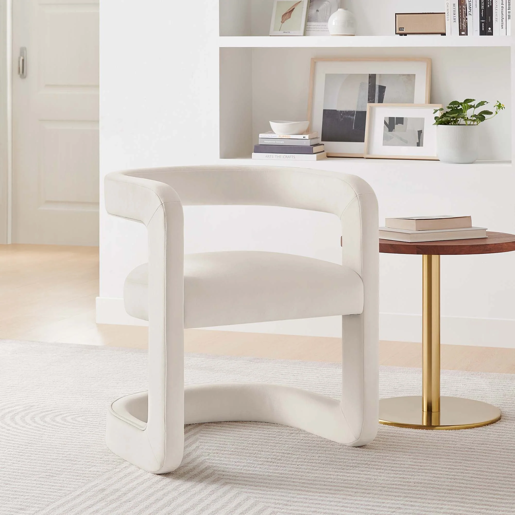 23 Inch Performance Velvet Barrel Accent Chair - Image 4