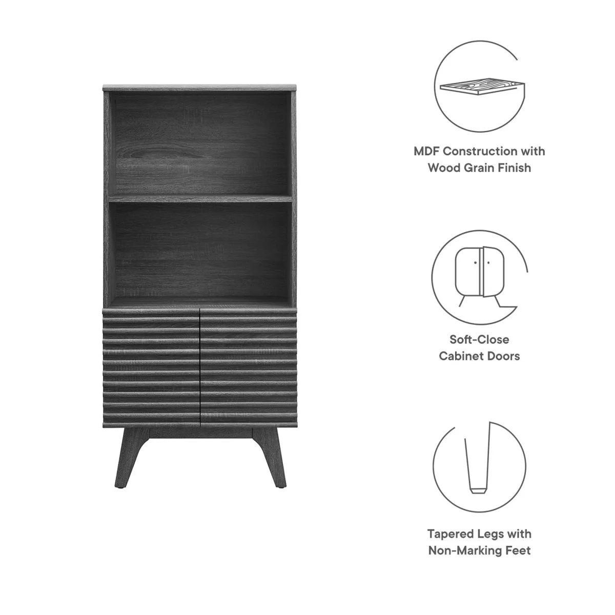 23" Mid-Century Modern Display Cabinet and Bookshelf - Image 2