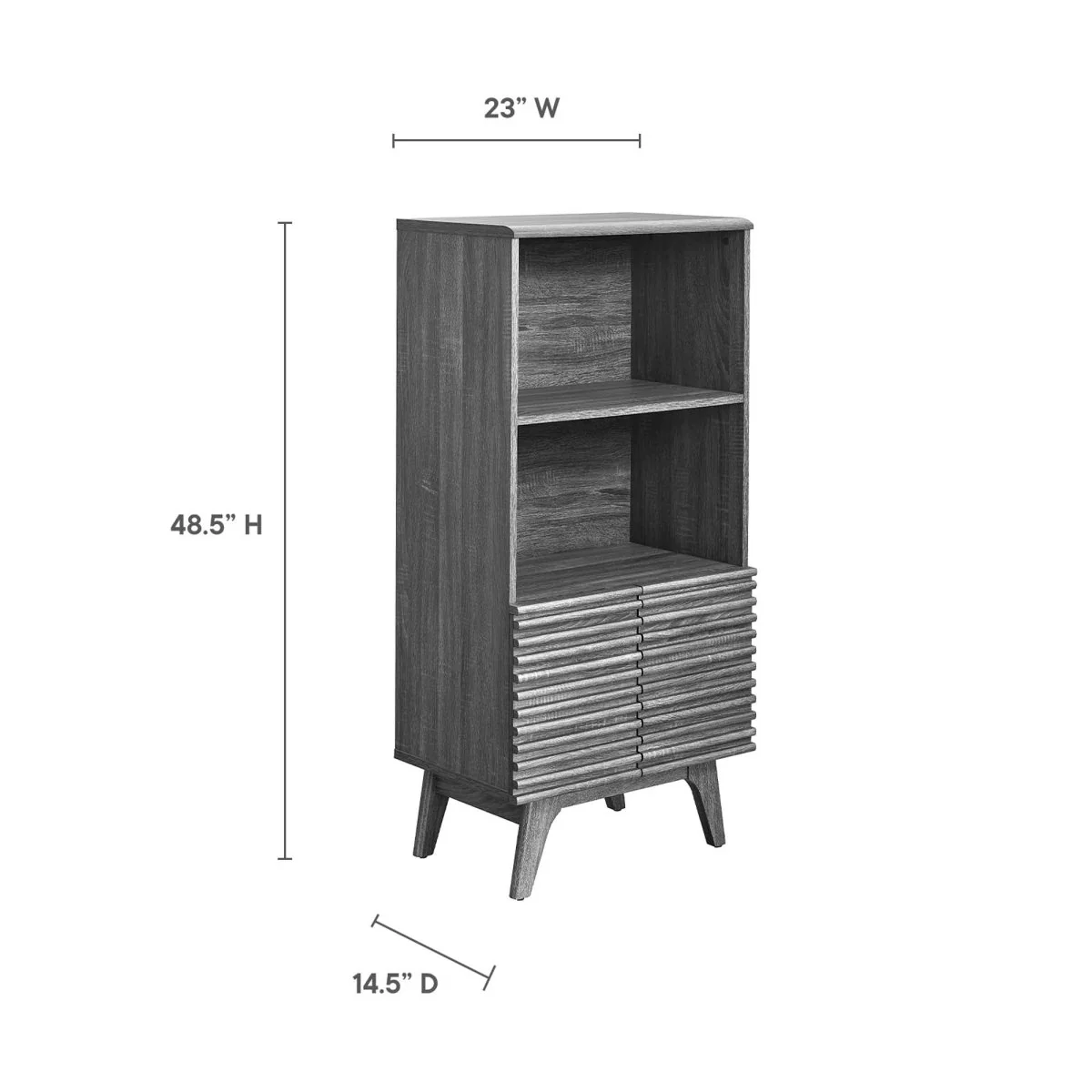 23" Mid-Century Modern Display Cabinet and Bookshelf - Image 3