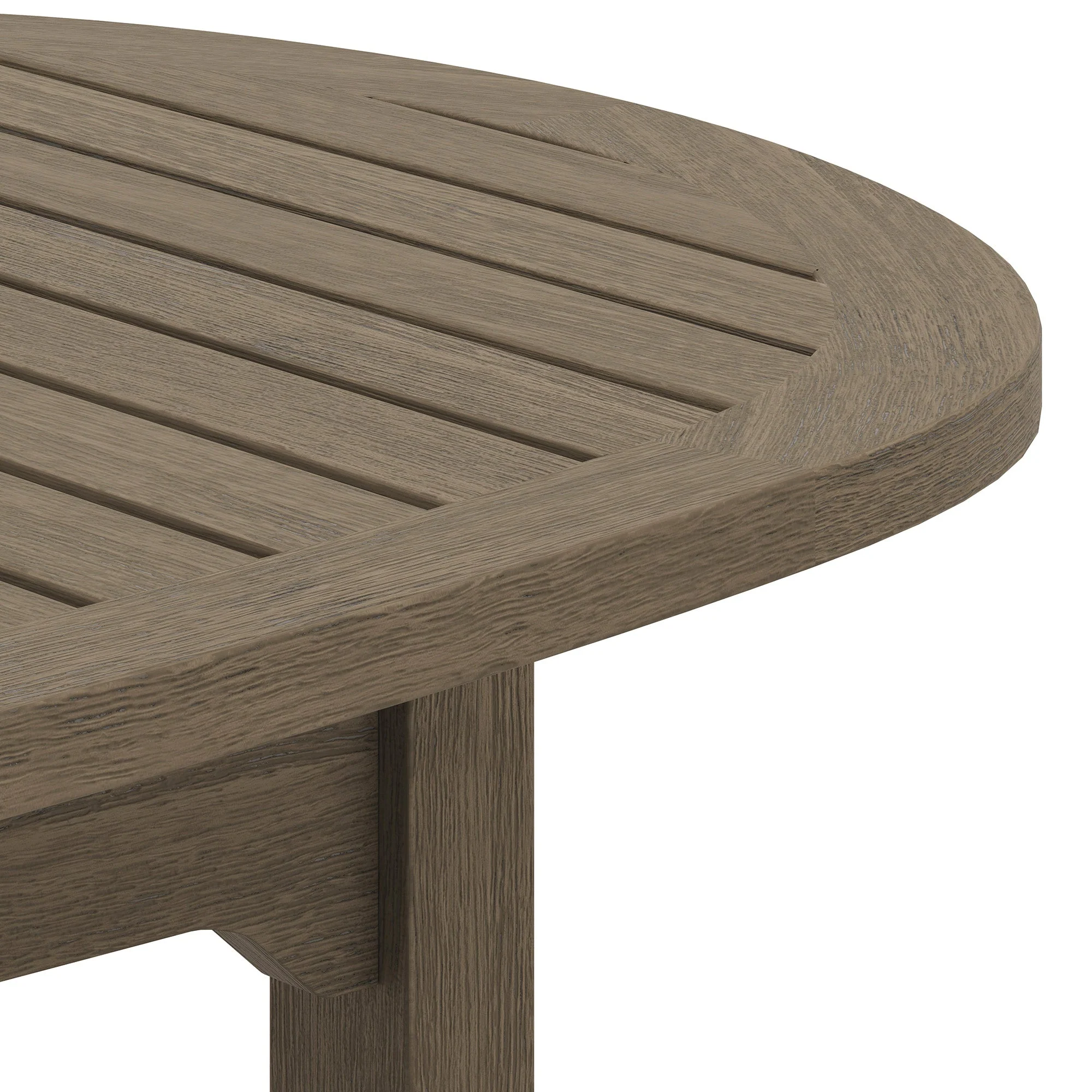 50" Weathered Gray Teak Wood Oval Outdoor Patio Coffee Table - Image 8