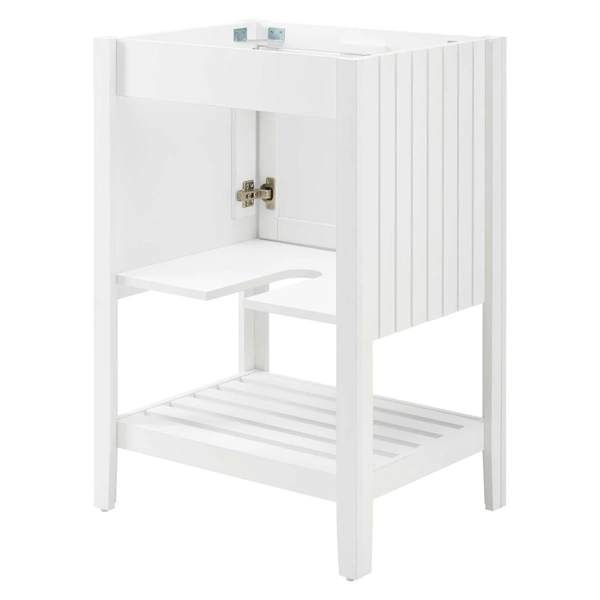 23" White Rustic Modern Bathroom Vanity Cabinet – Slatted Shelf Design - Image 6