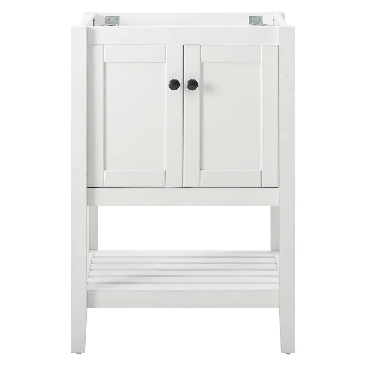 23" White Rustic Modern Bathroom Vanity Cabinet – Slatted Shelf Design - Image 7
