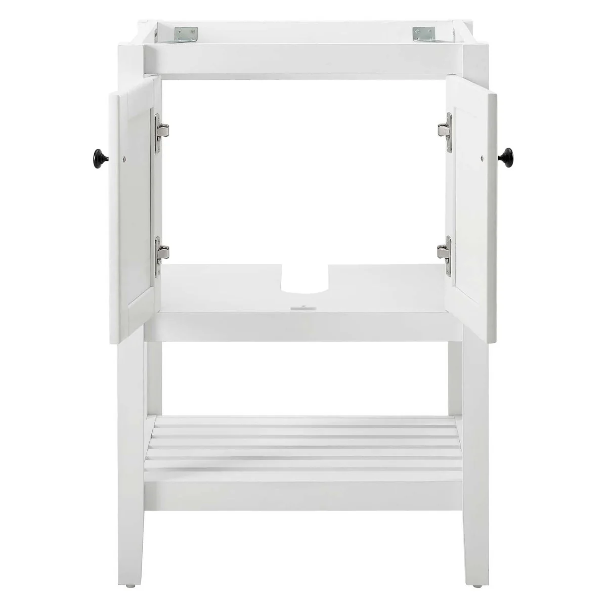 23" White Rustic Modern Bathroom Vanity Cabinet – Slatted Shelf Design - Image 8