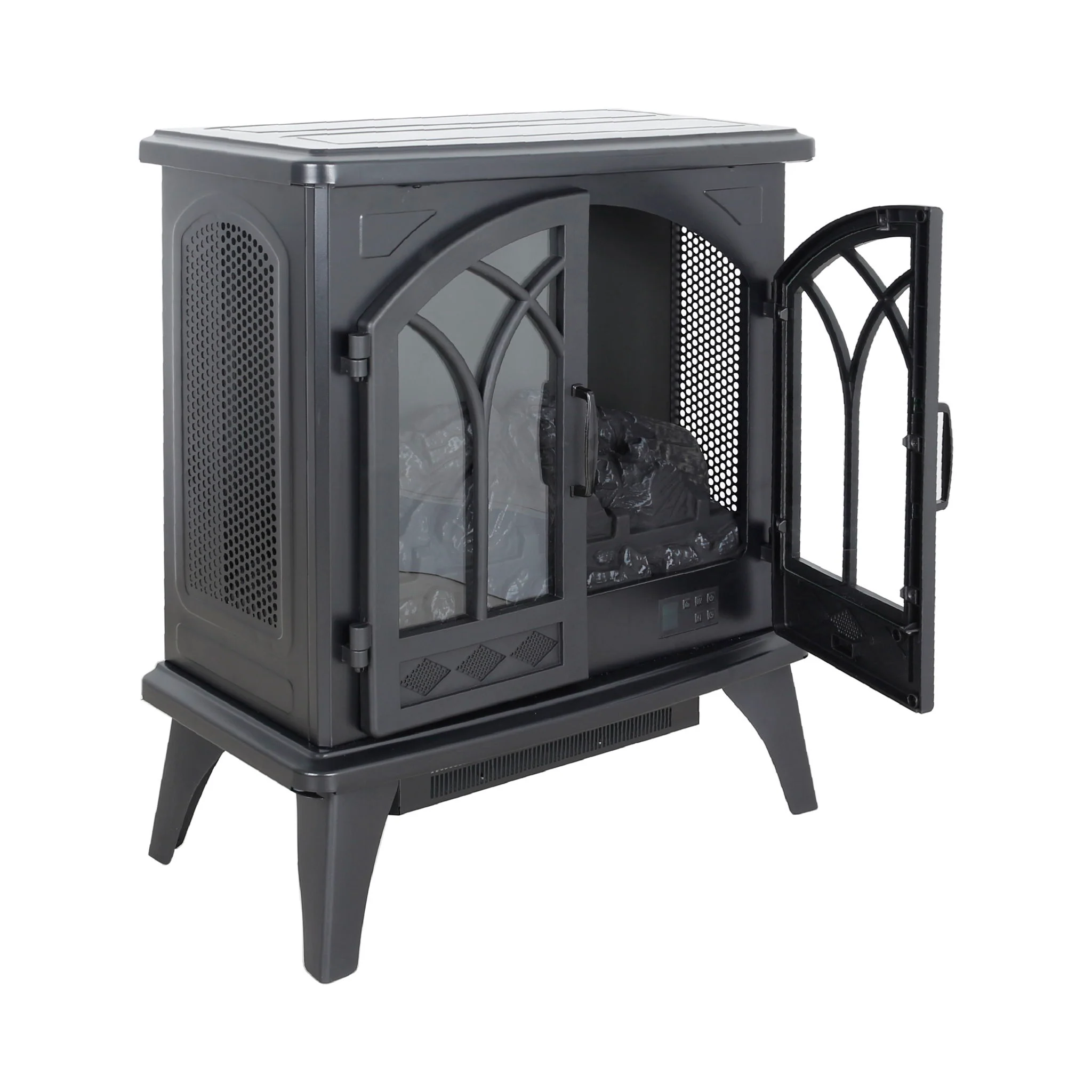 24" 3D Flame Electric Infrared Quartz Fireplace Stove With Remote Control - Antique Black - Image 4