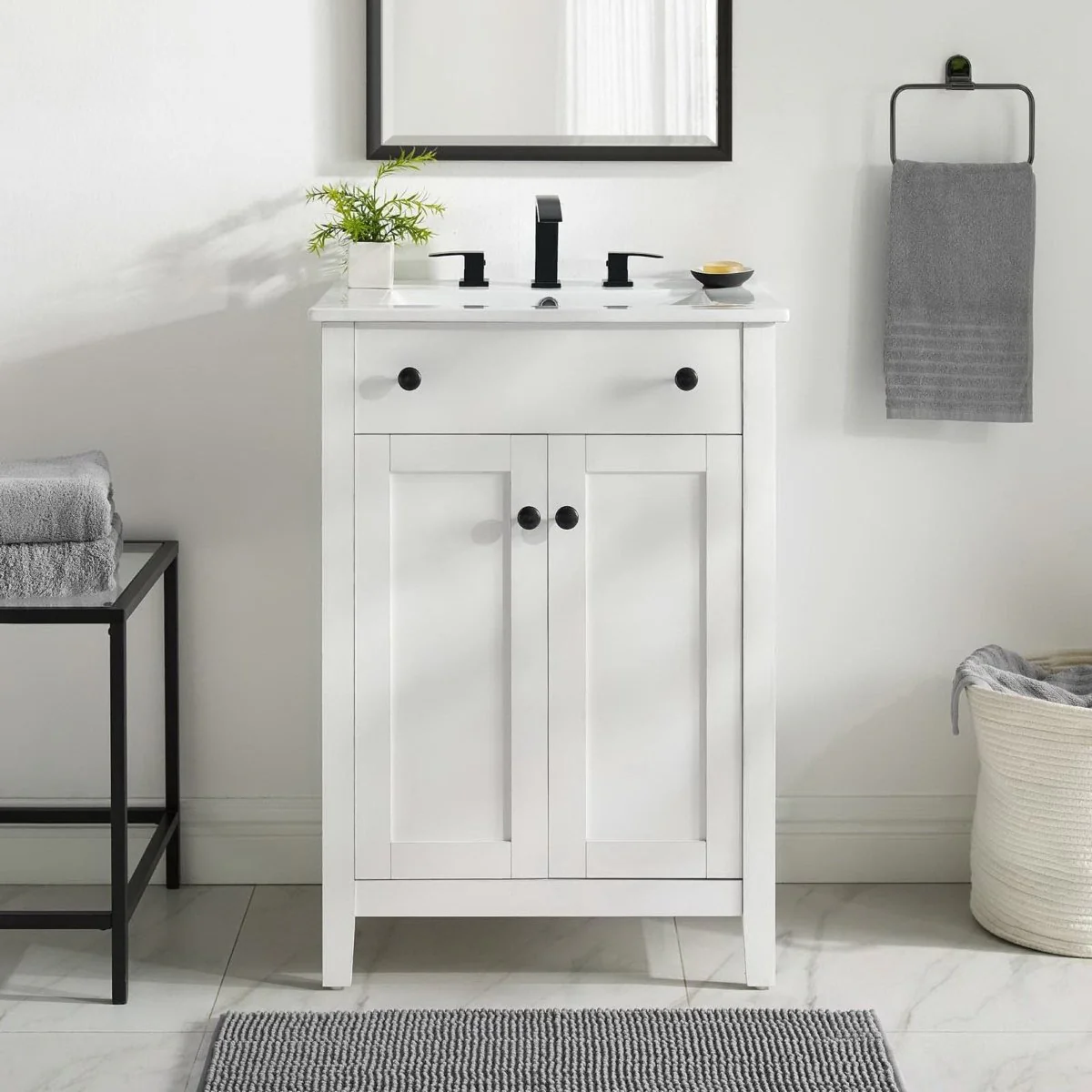 24" Bathroom Vanity Cabinet with Soft-Close Doors, Modern Storage Vanity Cabinet for Bath - Image 9