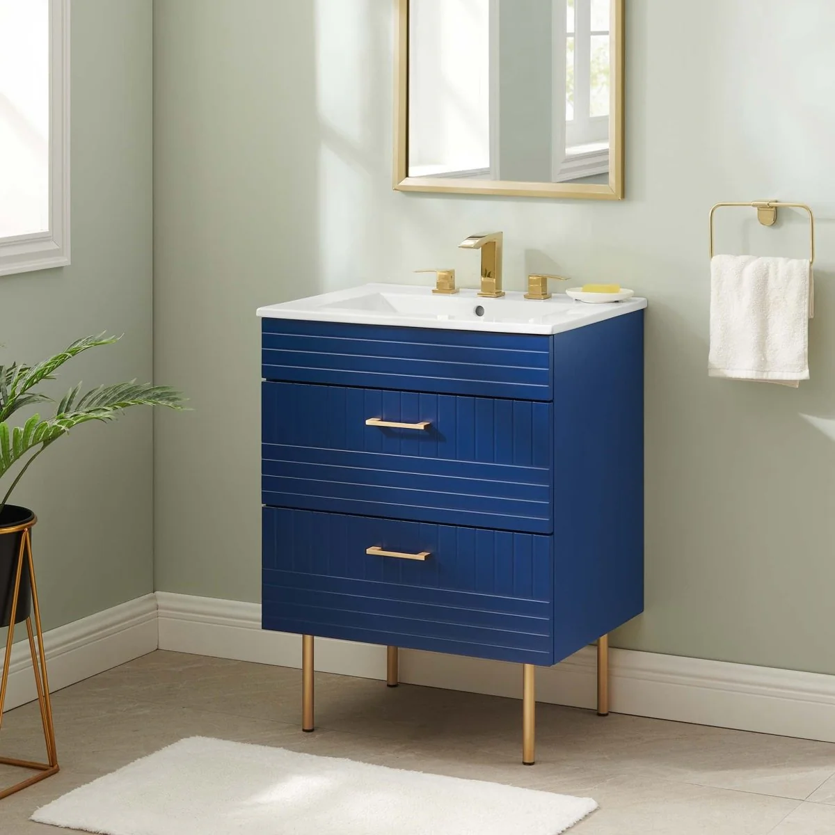 24" Modern Bathroom Vanity with Gold Hardware — Sleek Contemporary Design for Bathrooms - Image 54