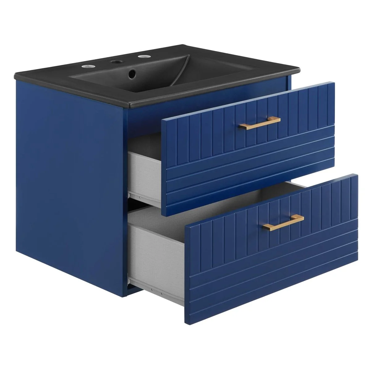 24" Modern Wall-Mount Bathroom Vanity with Sink – Compact Floating Single-Basin Vanity with Drawer Storage - Image 49