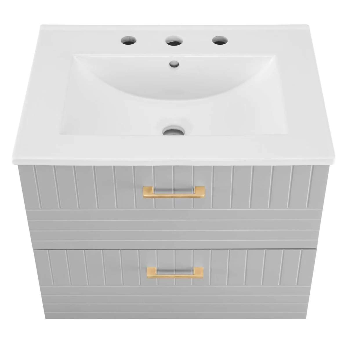 24" Modern Wall-Mount Bathroom Vanity with Sink – Compact Floating Single-Basin Vanity with Drawer Storage - Image 7