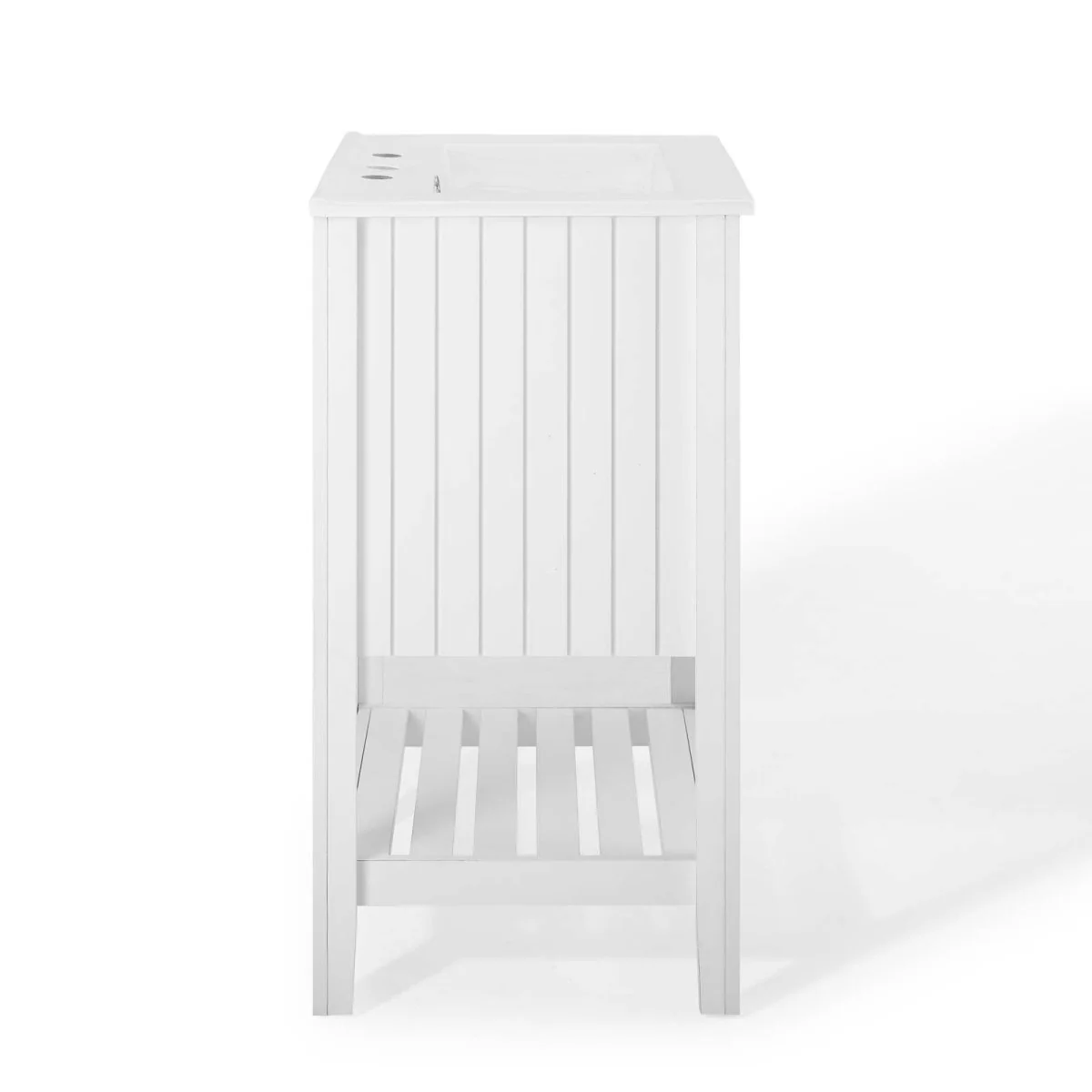 24" Rustic Bathroom Vanity with Slatted Shelf for Storage and Open Bottom - Image 15