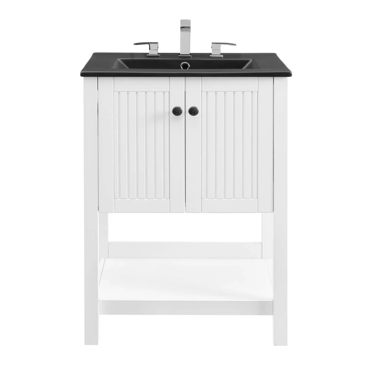24" Rustic Modern Bathroom Vanity with Open Shelf – Contemporary Farmhouse Bathroom Furniture - Image 28