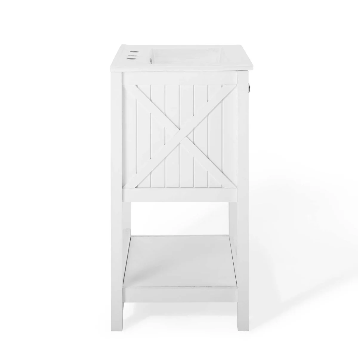 24" Rustic Modern Bathroom Vanity with Open Shelf – Contemporary Farmhouse Bathroom Furniture - Image 5