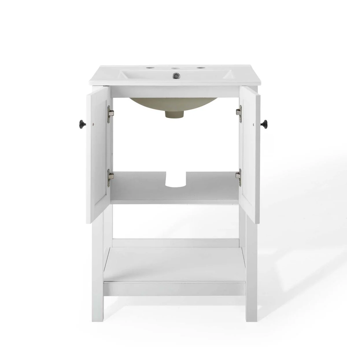 24" Rustic Modern Bathroom Vanity with Open Shelf – Contemporary Farmhouse Bathroom Furniture - Image 9