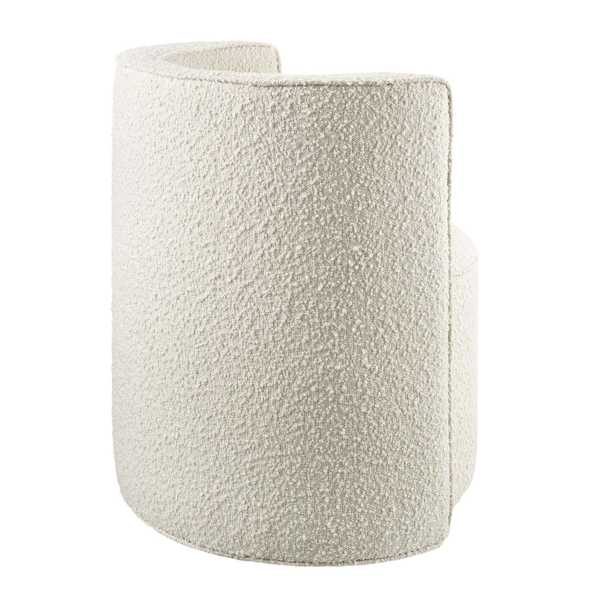 25 Inch Boucle Fabric Swivel Chair in Ivory - Image 5