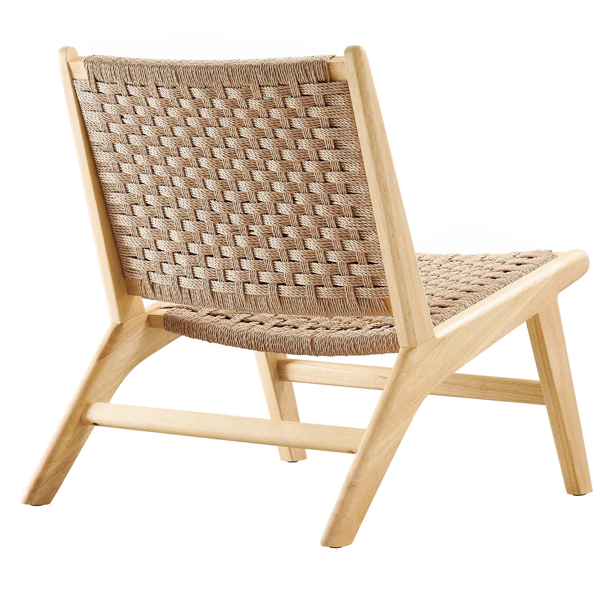 25 Inch Woven Rope and Wood Accent Lounge Chair - Image 12