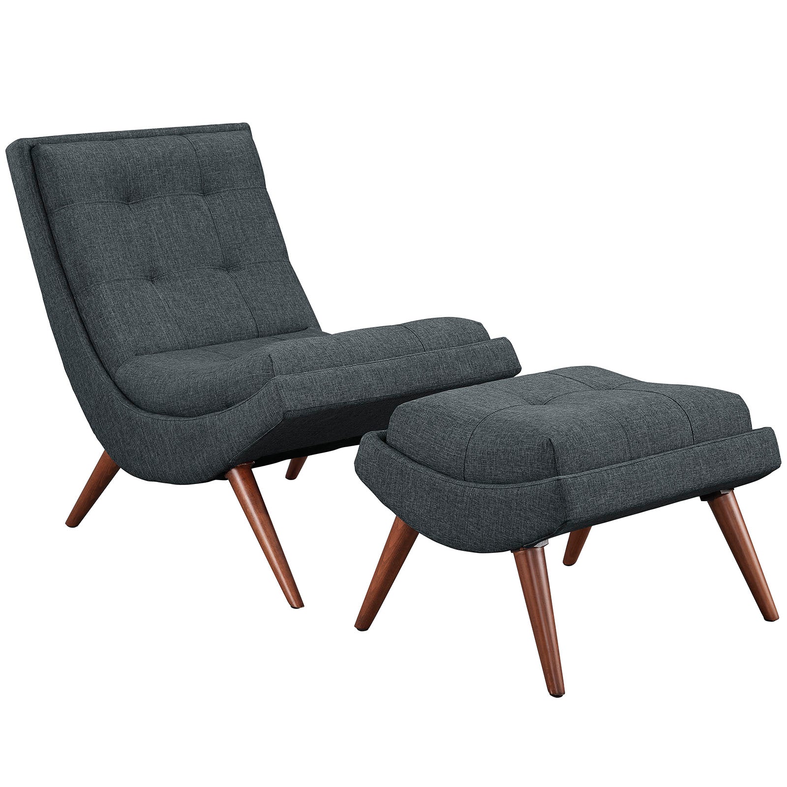 26 Inch Polyester Fabric Lounge Chair and Ottoman - Image 5