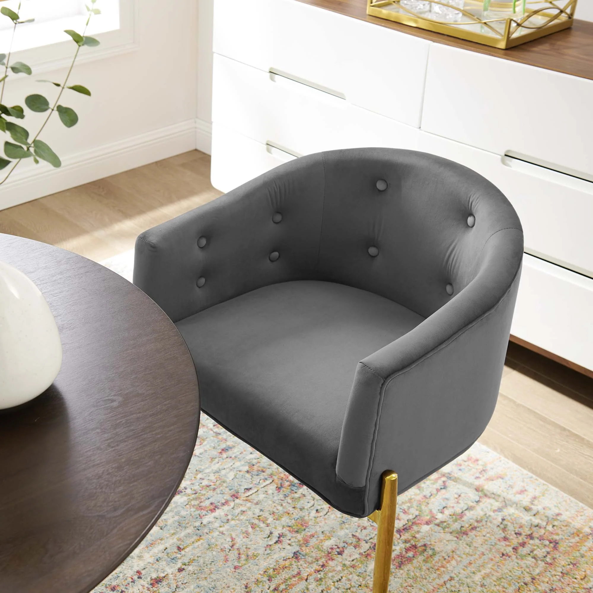 26 Inch Tufted Performance Velvet Accent Chair Set of 2 - Image 14
