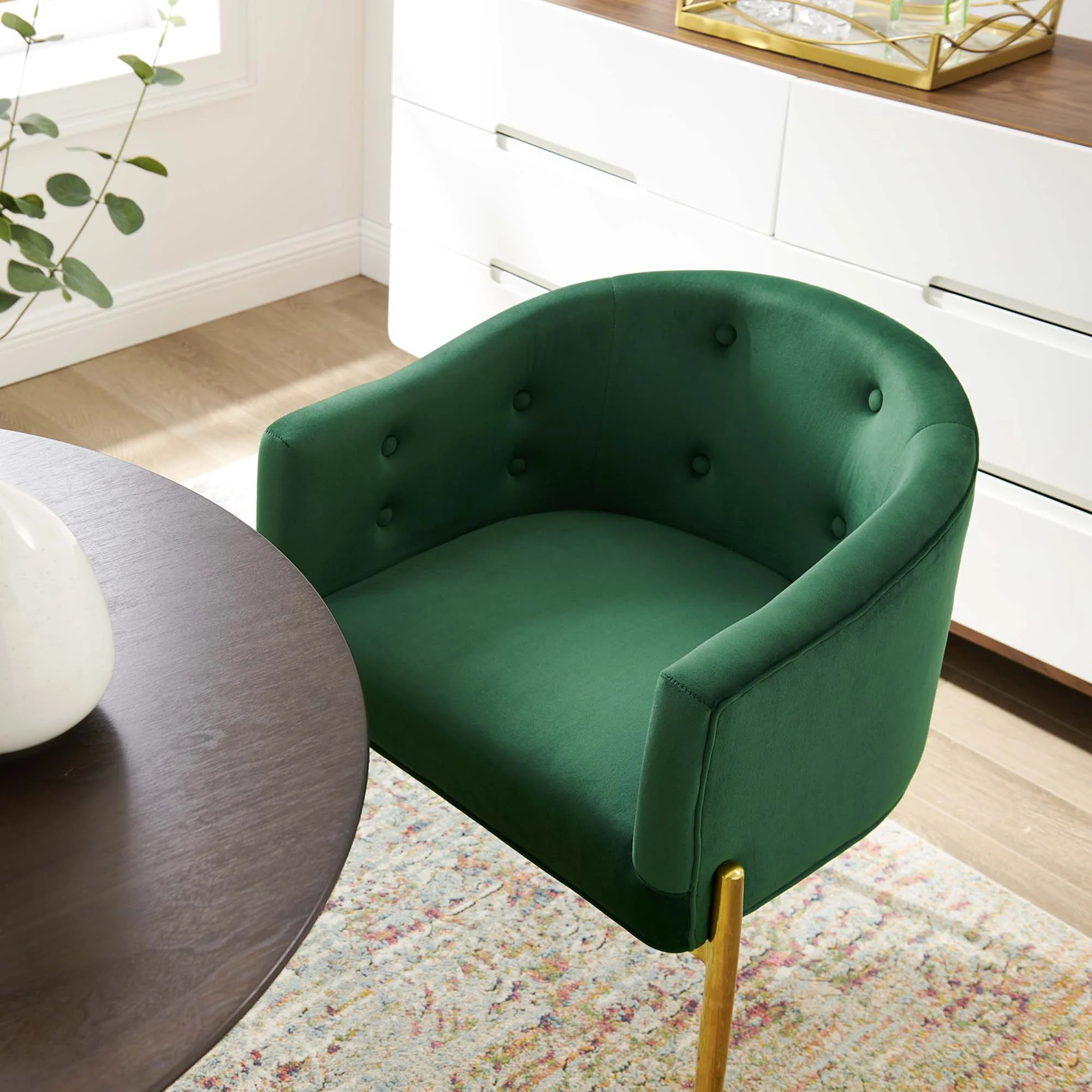 26 Inch Tufted Performance Velvet Accent Chair Set of 2 - Image 8