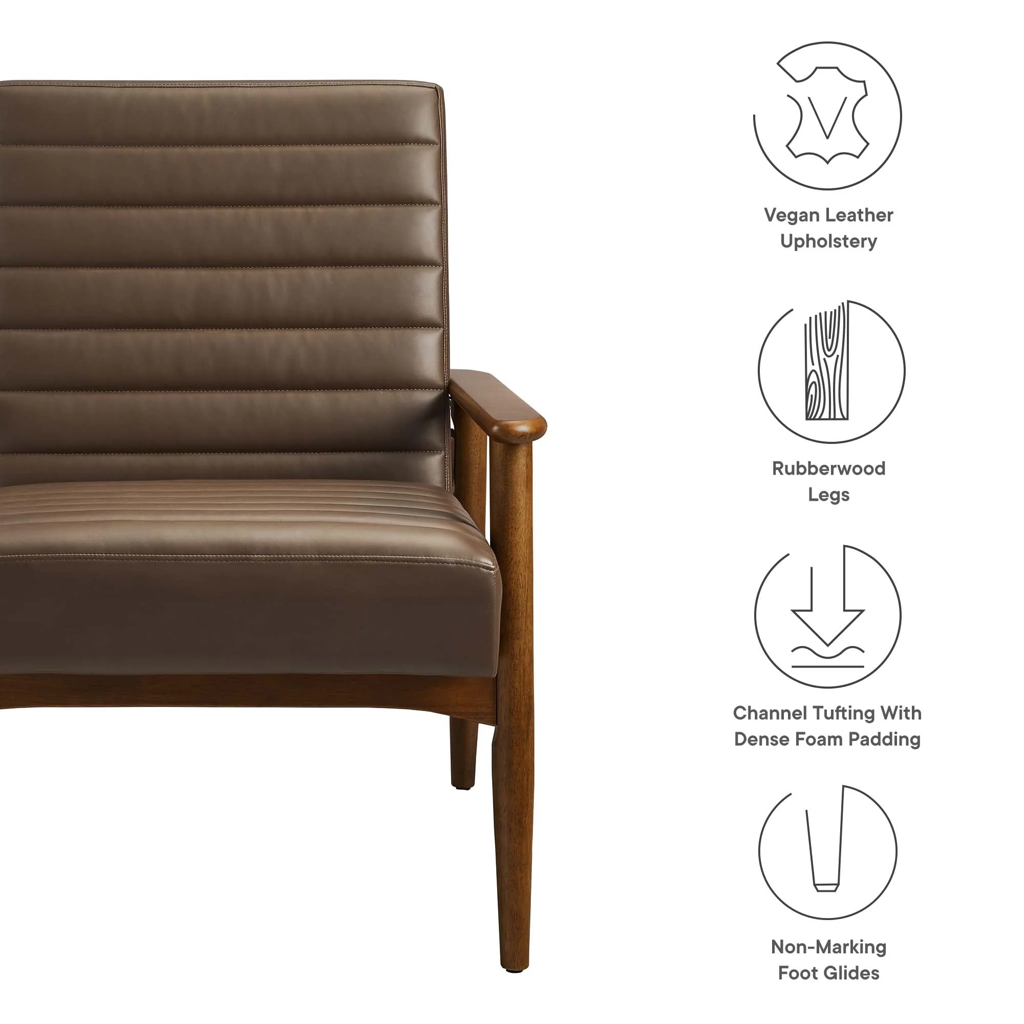 27 Inch Horizontal Channel Tufted Vegan Leather Accent Chair - Image 23