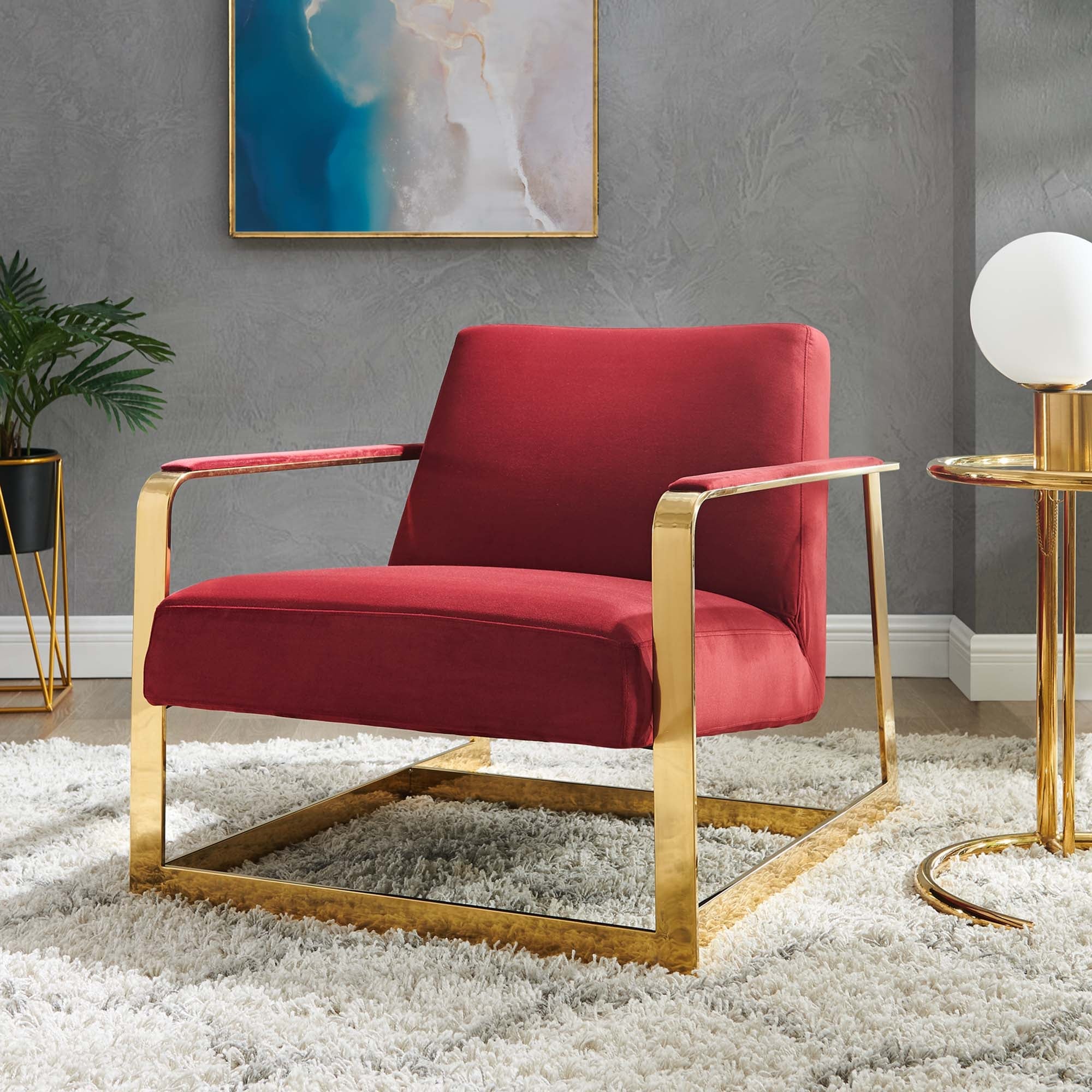 27 Inch Performance Velvet Accent Chair with Coated Steel Frame - Image 7