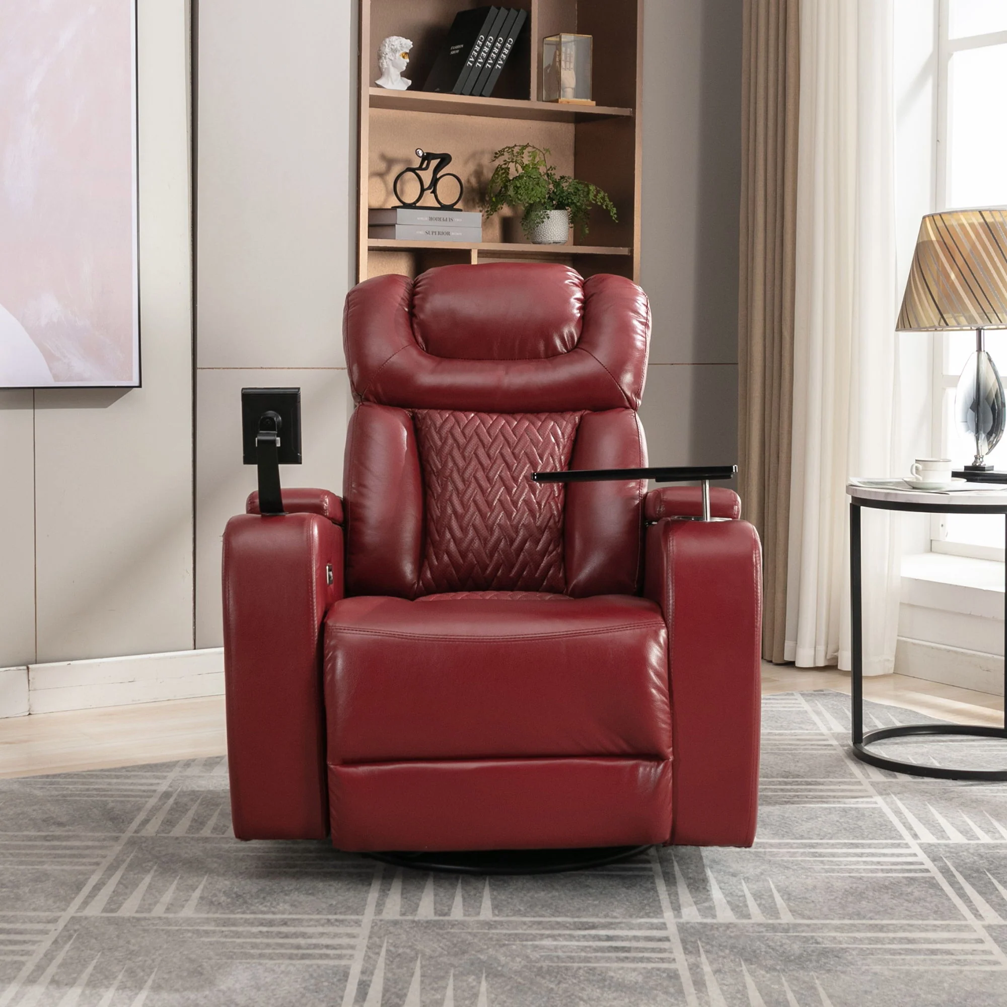 270 Degree Swivel Power Recliner With Tray Table, Phone Holder, Cup Holder, USB Port - Image 10
