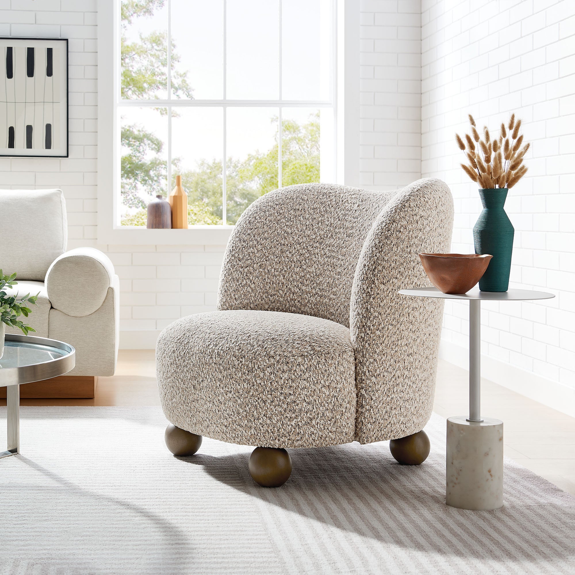 28 Inch Boucle Fabric Accent Chair - Image 14