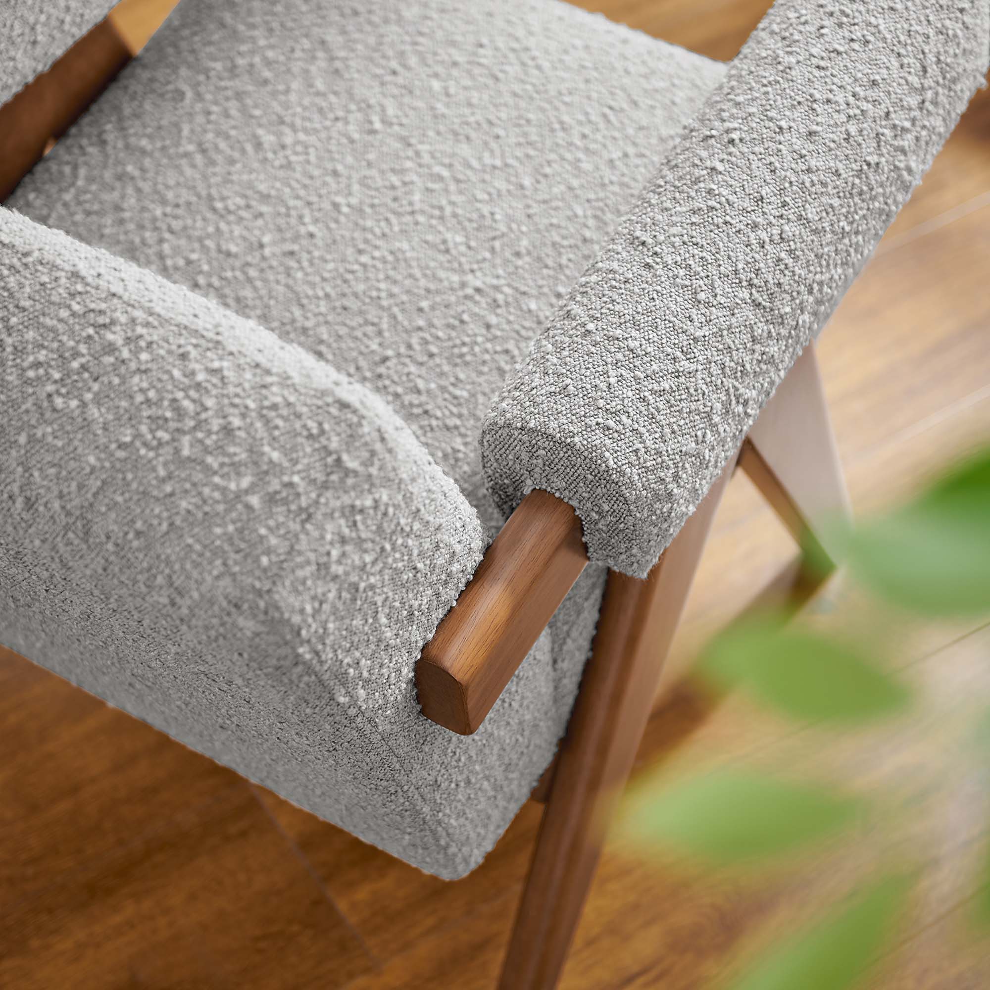 28 Inch Boucle Fabric Armchair with V-Shaped Wood Legs - Image 18